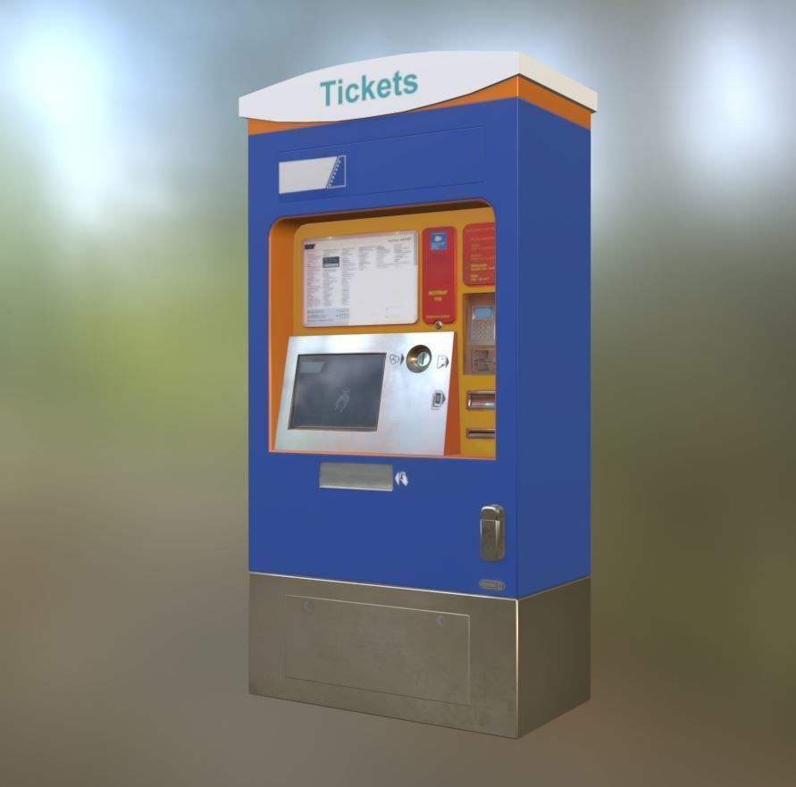 Mid-Poly Ticket Machine Low-poly 3D model_5
