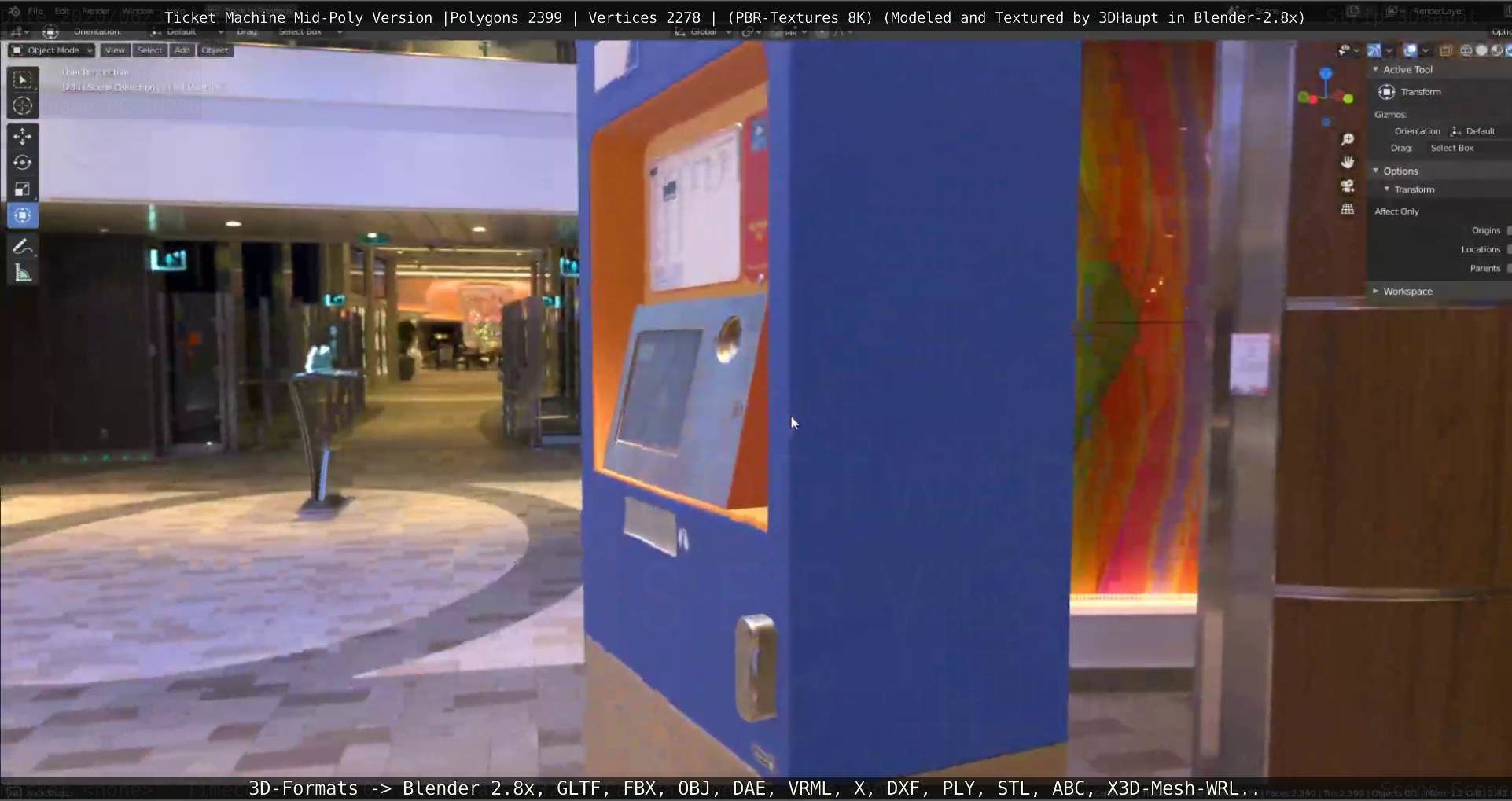 Mid-Poly Ticket Machine Low-poly 3D model_90