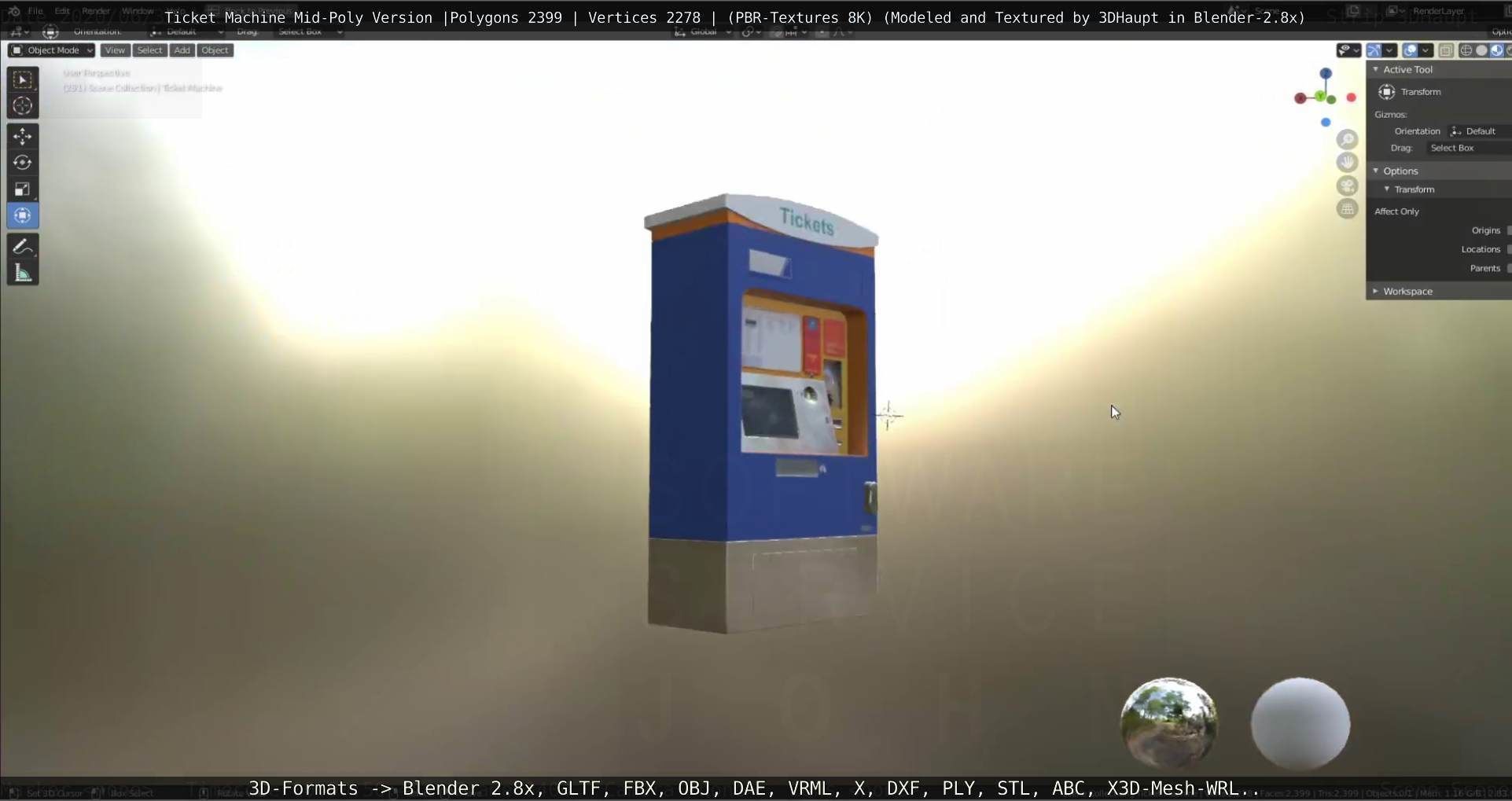 Mid-Poly Ticket Machine Low-poly 3D model_138