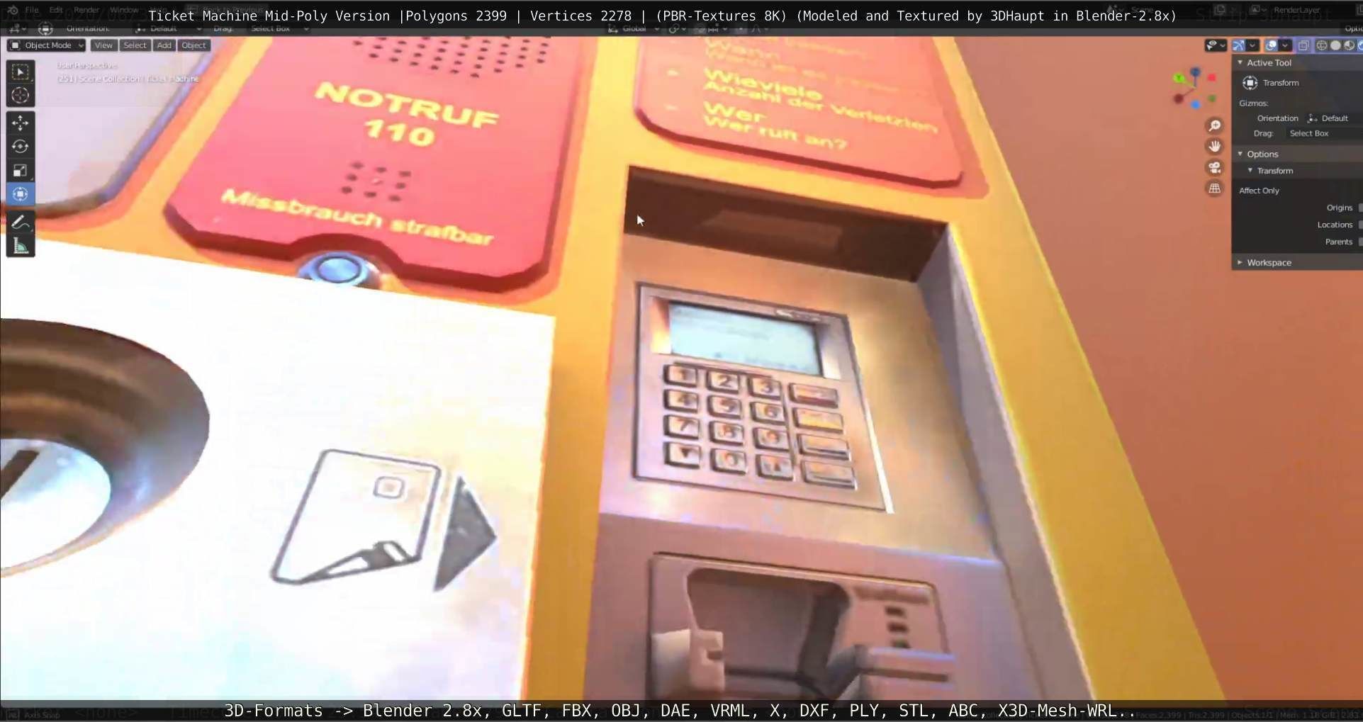 Mid-Poly Ticket Machine Low-poly 3D model_108