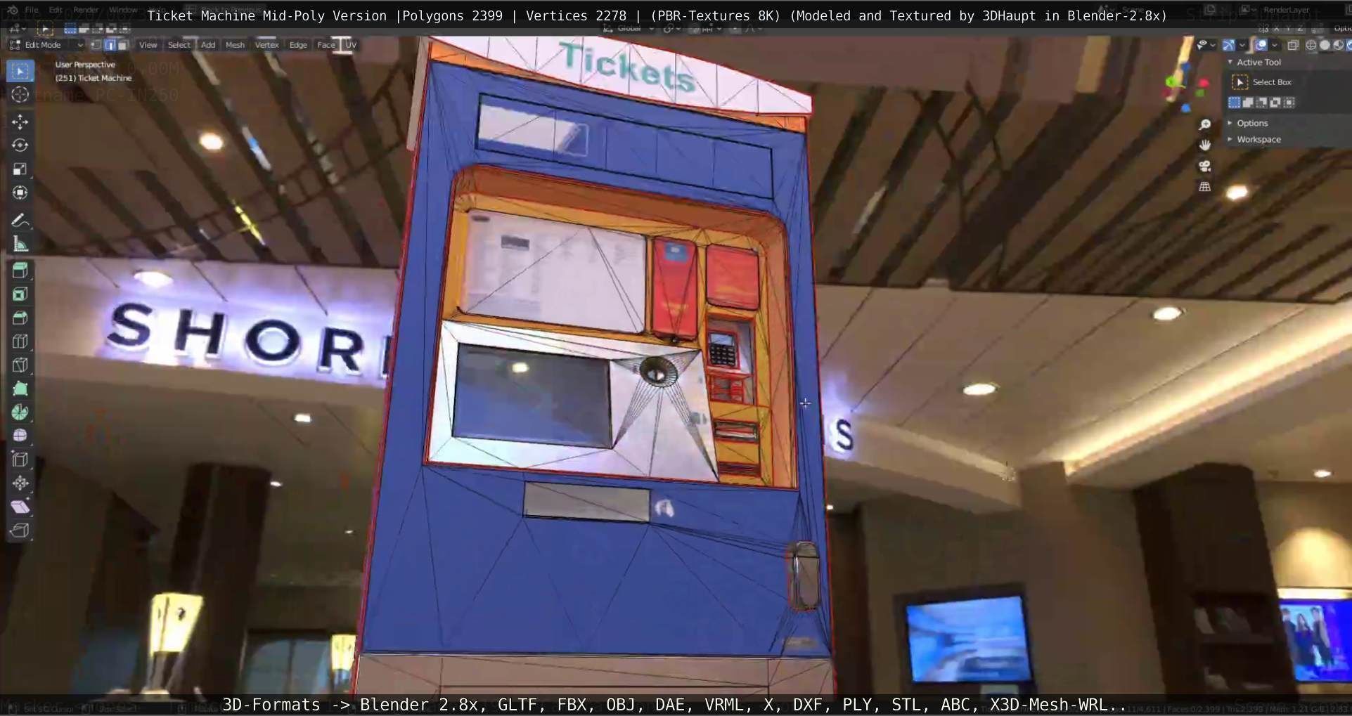 Mid-Poly Ticket Machine Low-poly 3D model_102