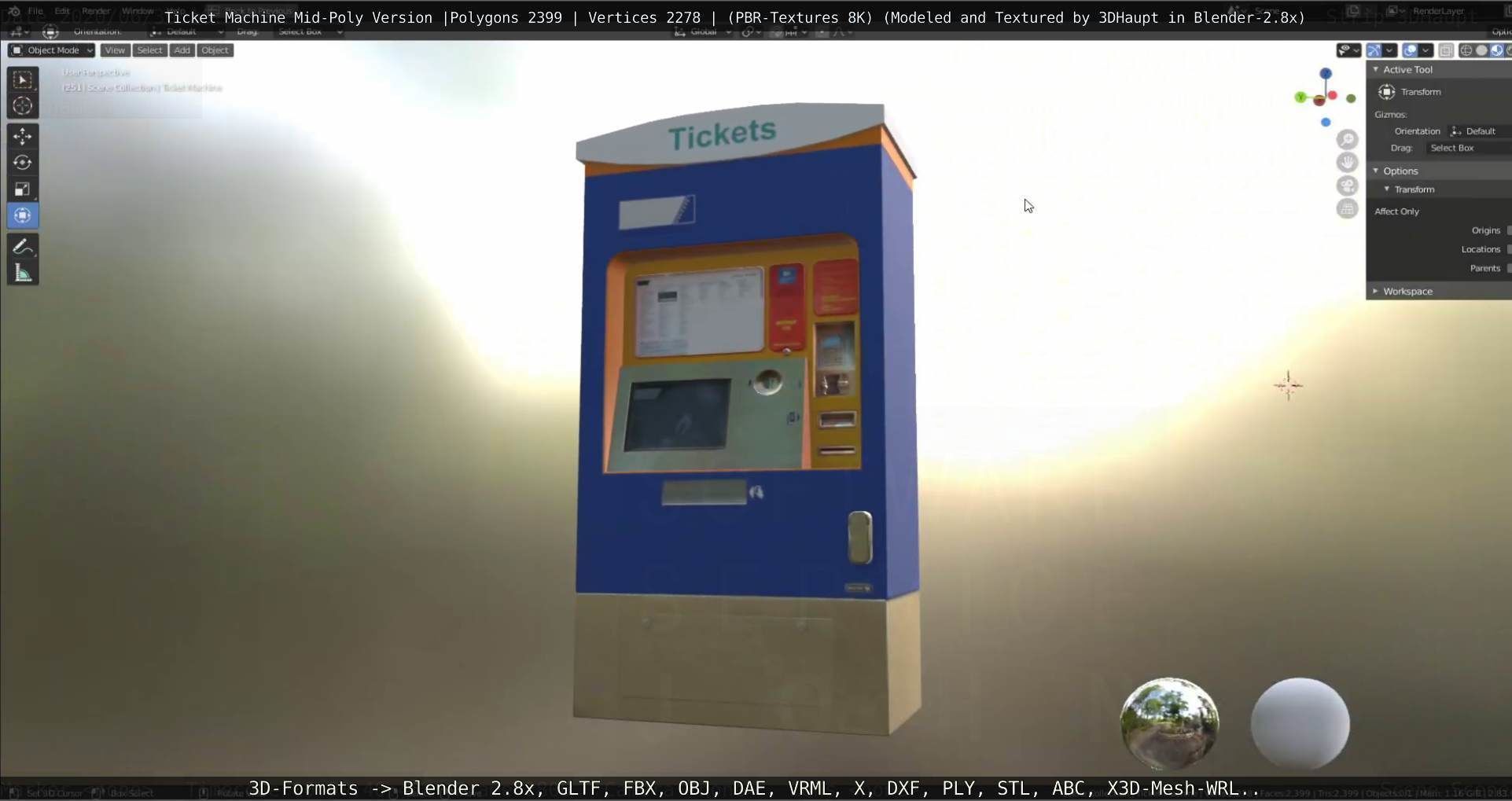 Mid-Poly Ticket Machine Low-poly 3D model_127
