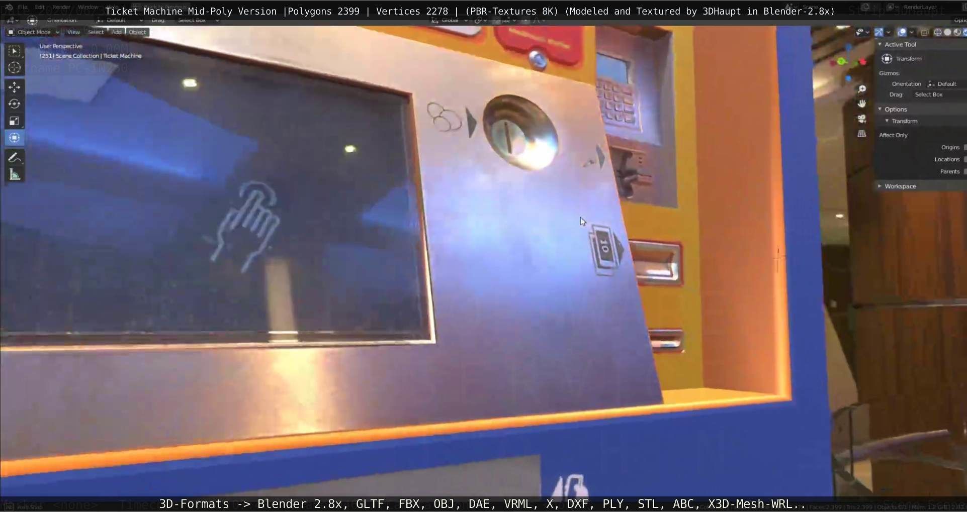 Mid-Poly Ticket Machine Low-poly 3D model_30