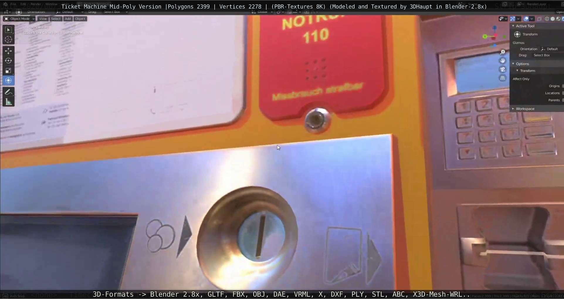 Mid-Poly Ticket Machine Low-poly 3D model_36