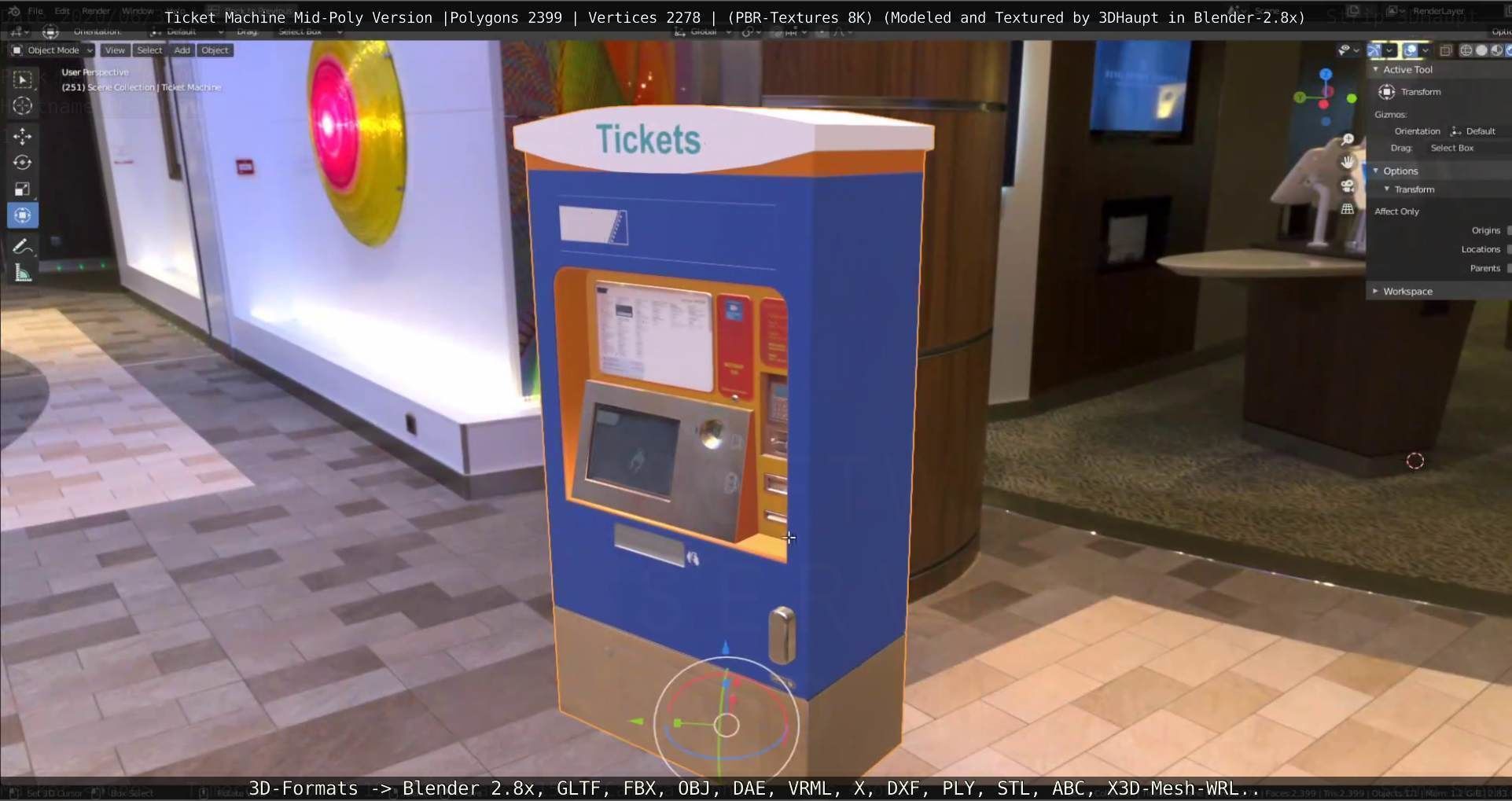 Mid-Poly Ticket Machine Low-poly 3D model_101
