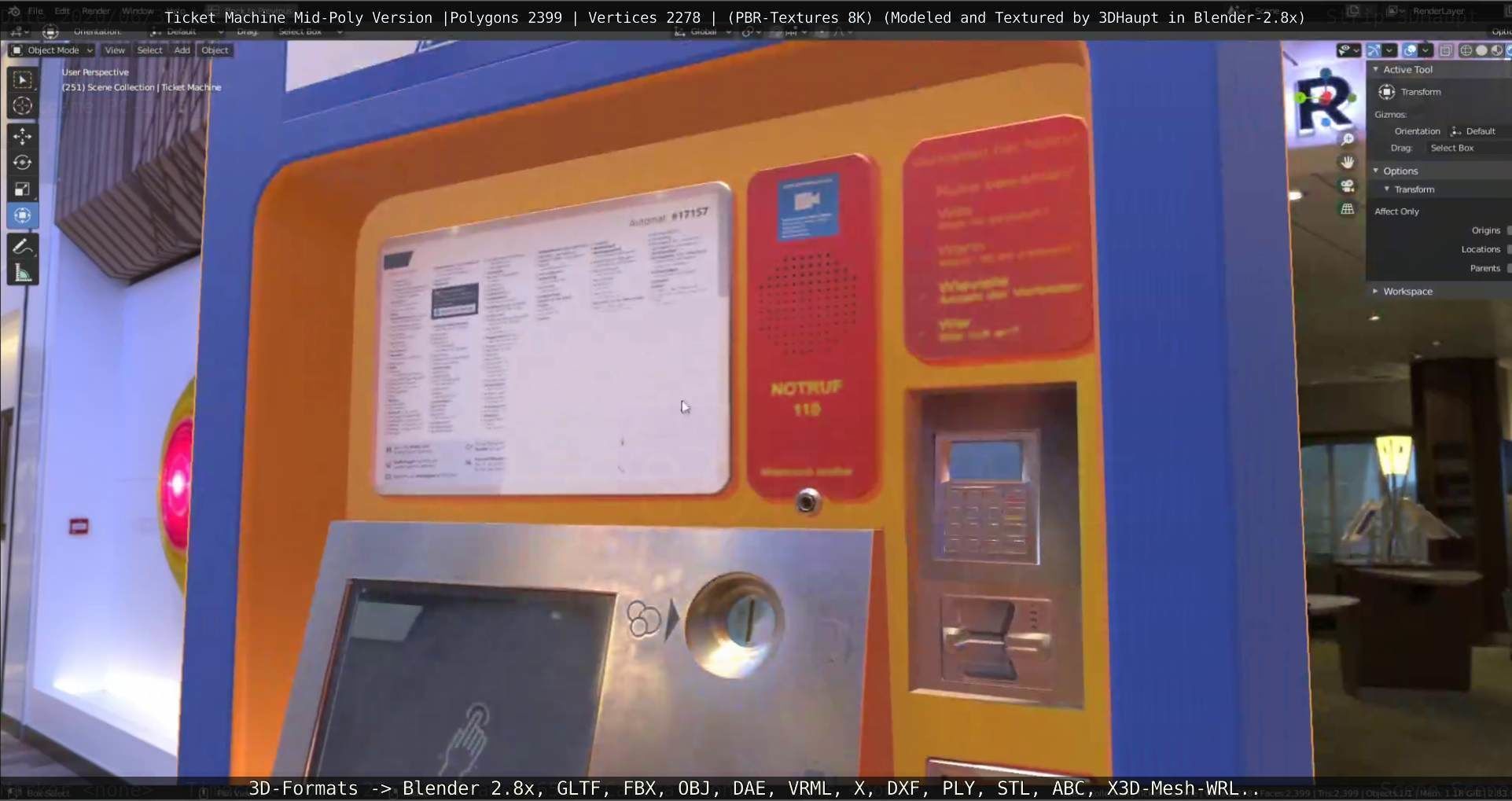 Mid-Poly Ticket Machine Low-poly 3D model_106