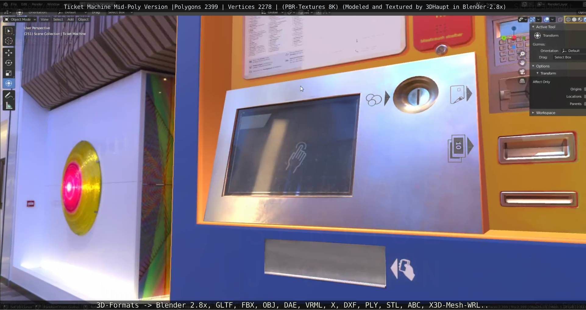 Mid-Poly Ticket Machine Low-poly 3D model_8