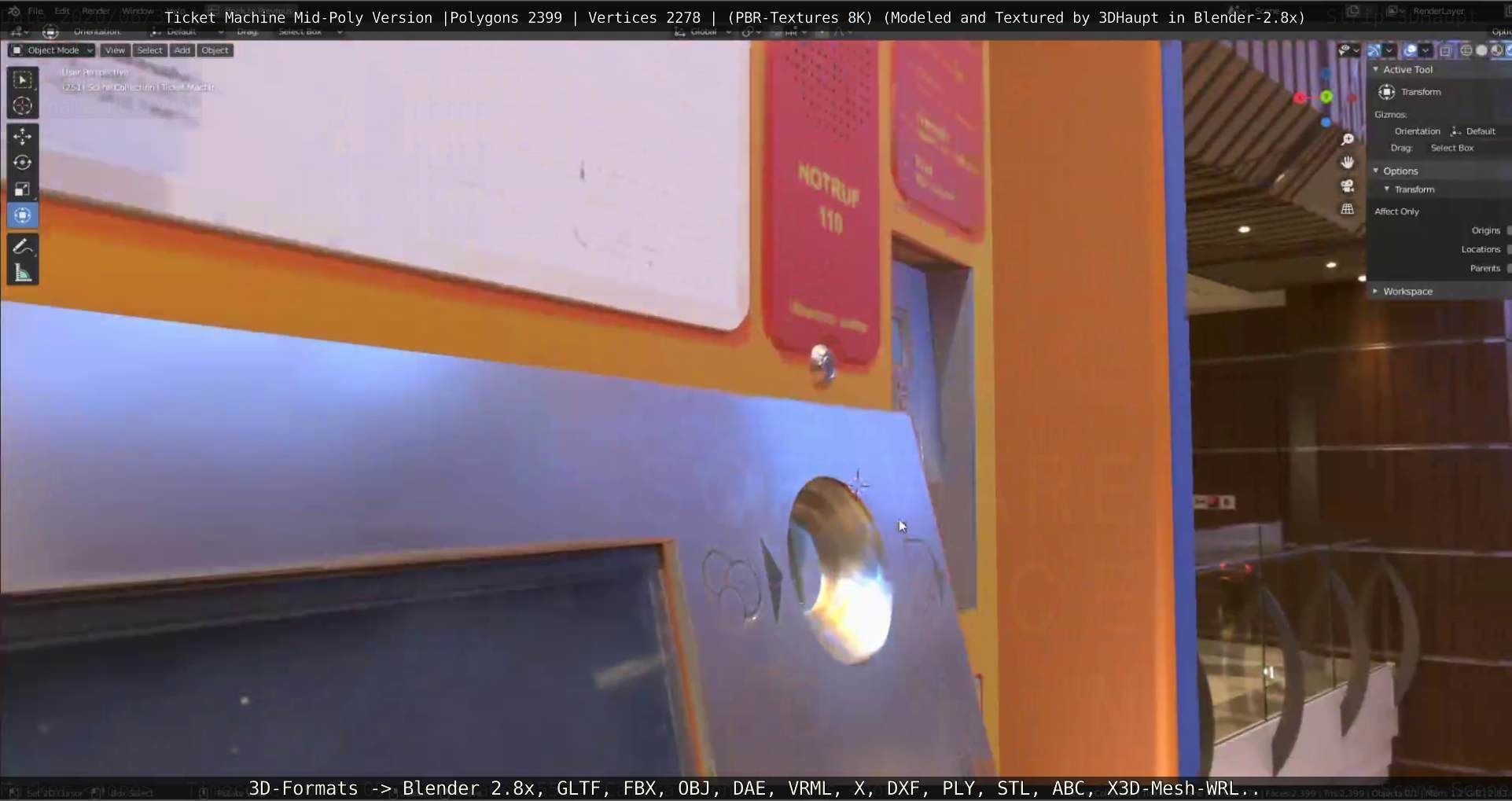 Mid-Poly Ticket Machine Low-poly 3D model_95