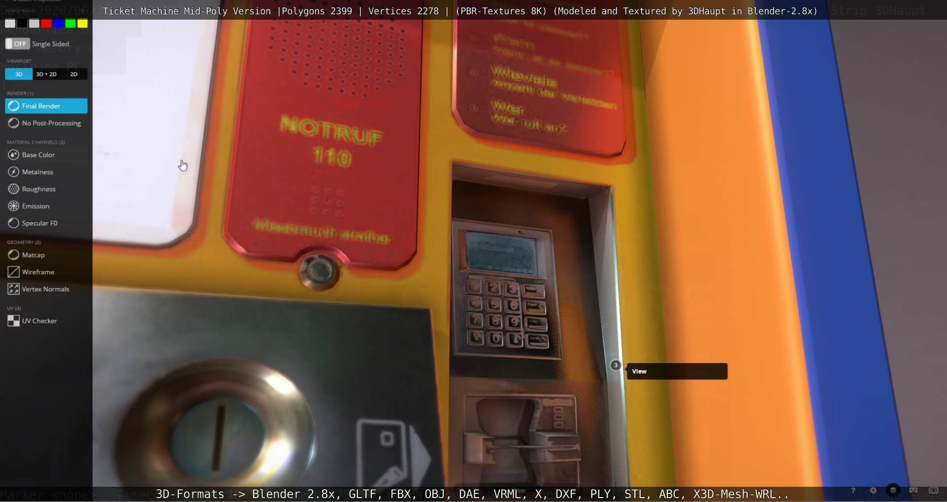 Mid-Poly Ticket Machine Low-poly 3D model_59