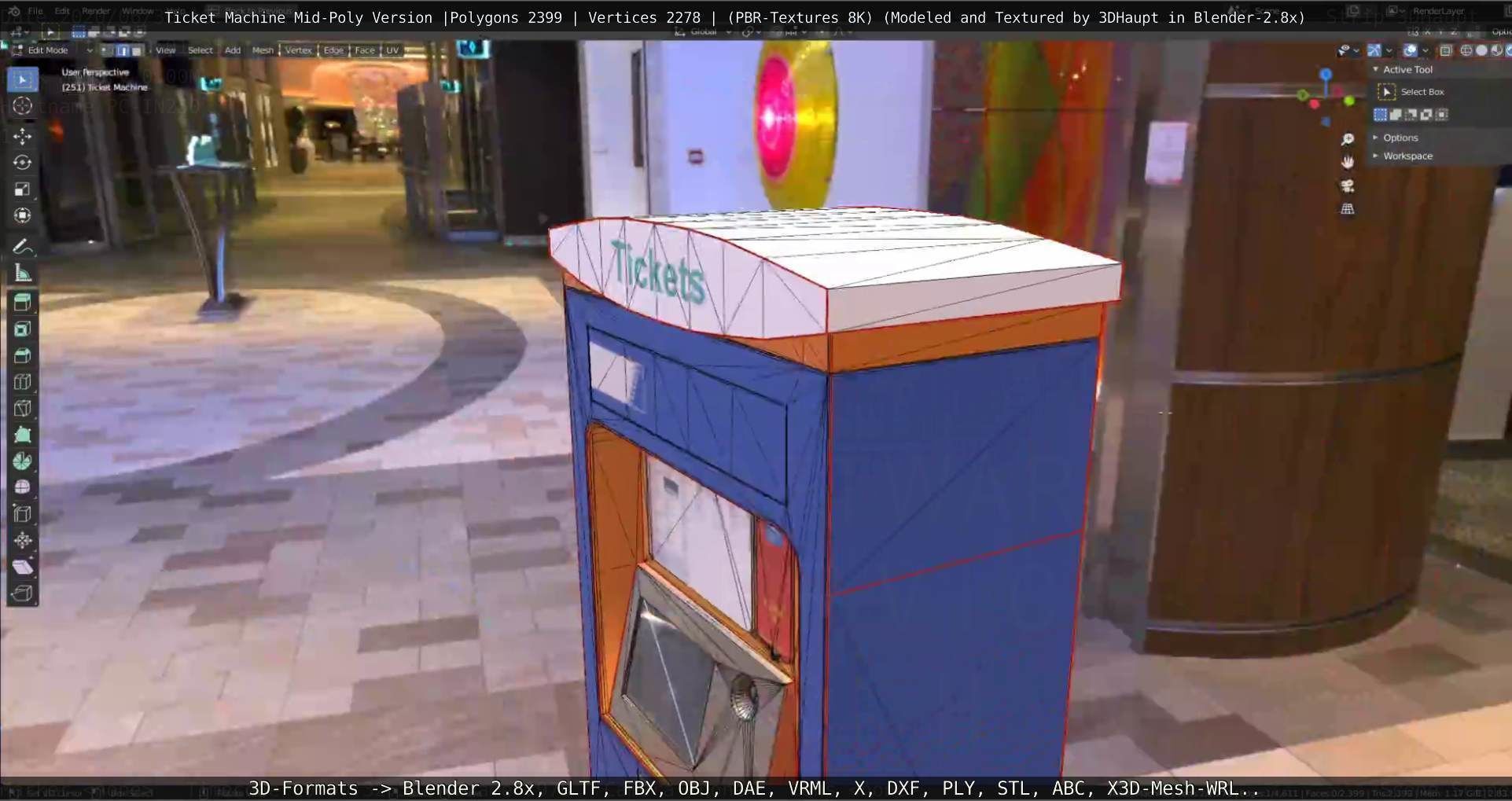 Mid-Poly Ticket Machine Low-poly 3D model_112