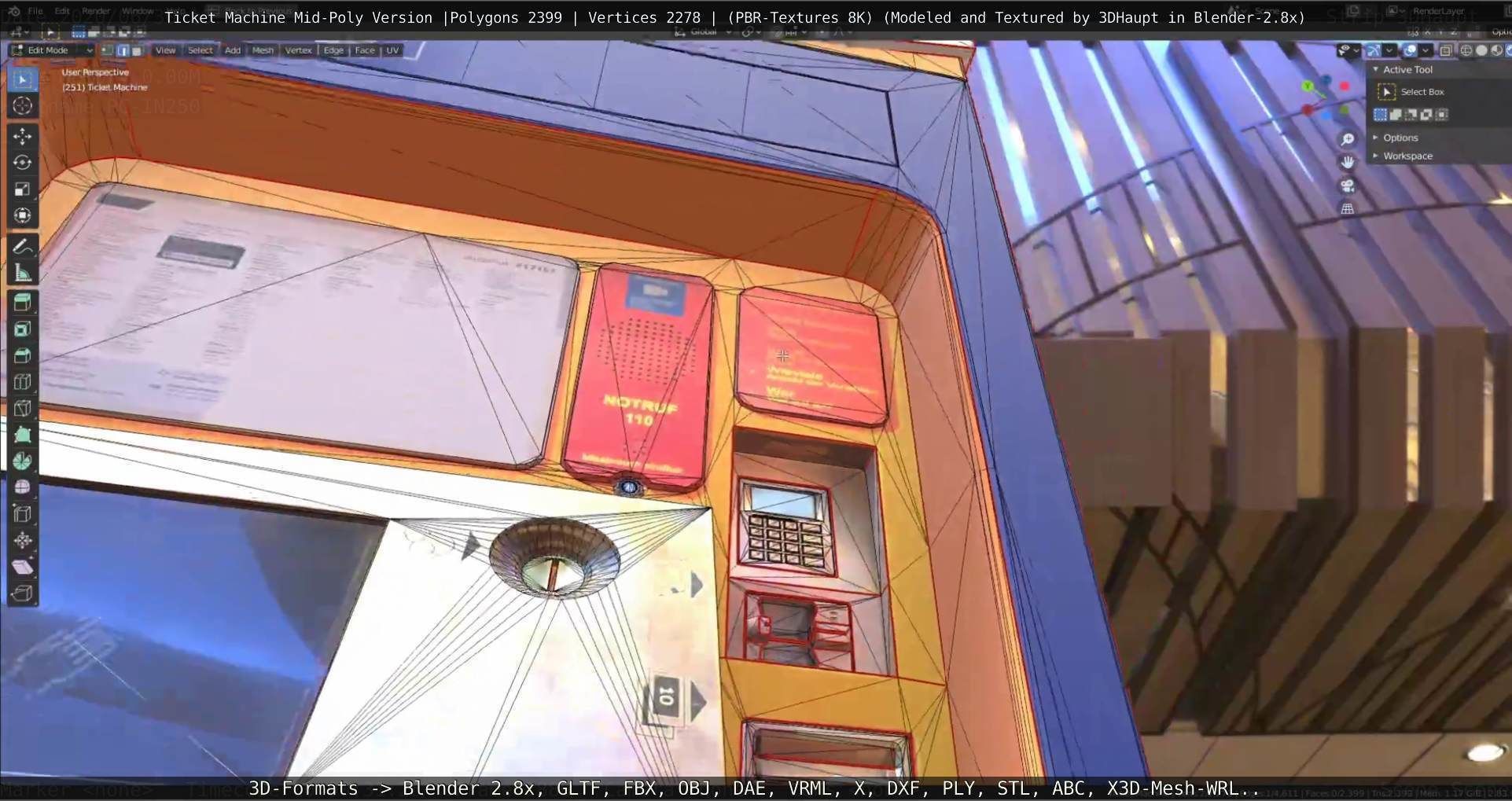 Mid-Poly Ticket Machine Low-poly 3D model_109