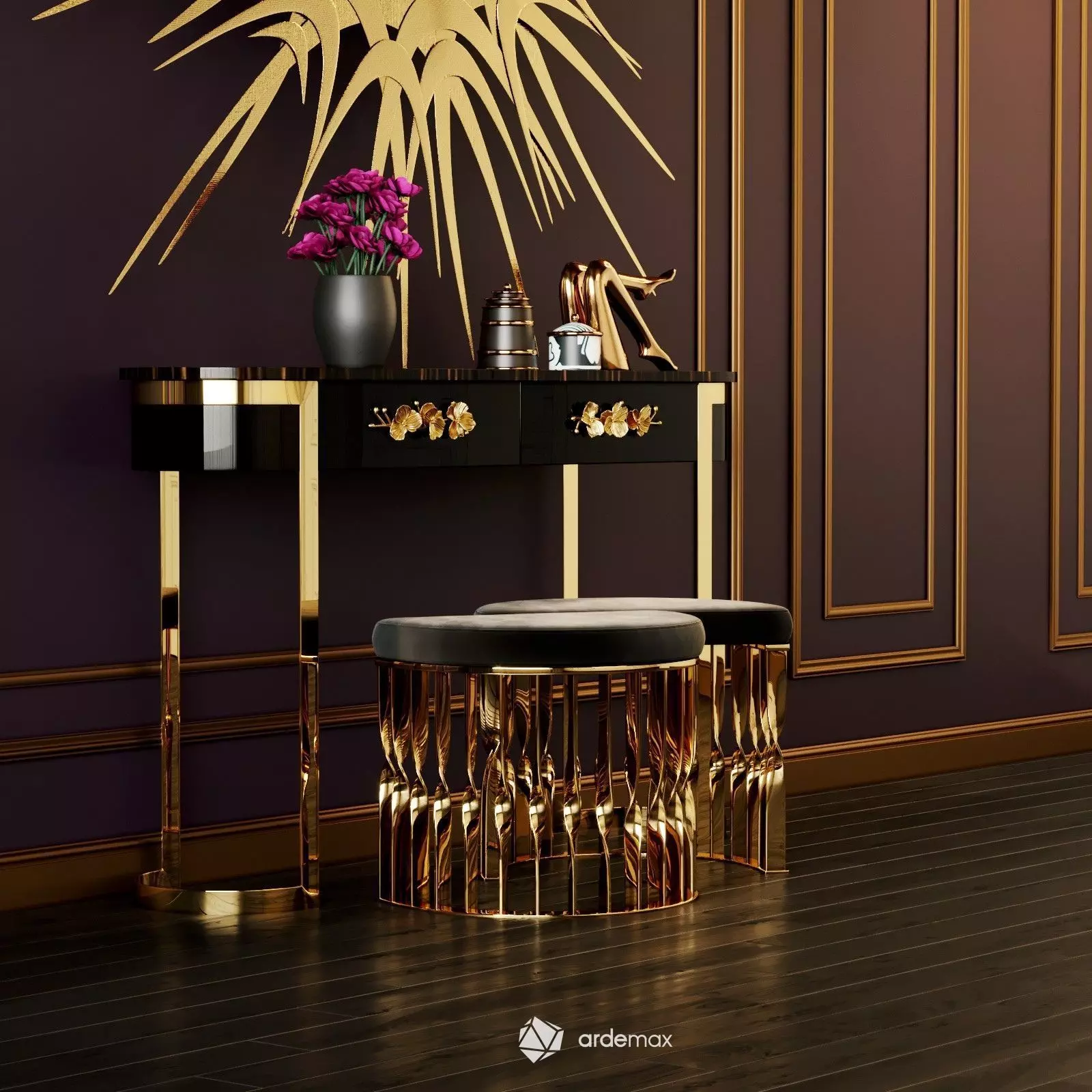 Console table with decor by Koket 3D model