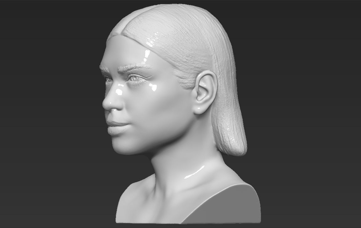 Dua Lipa bust 3D printing ready stl obj formats 3D print model_4