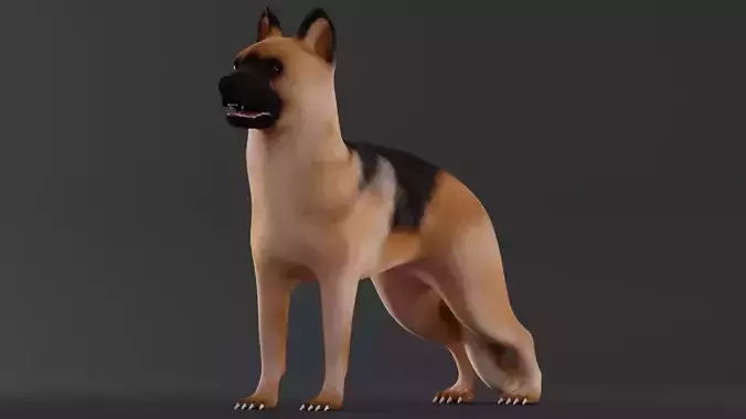 Dog German Shepherd Low Poly Model Game AR VR