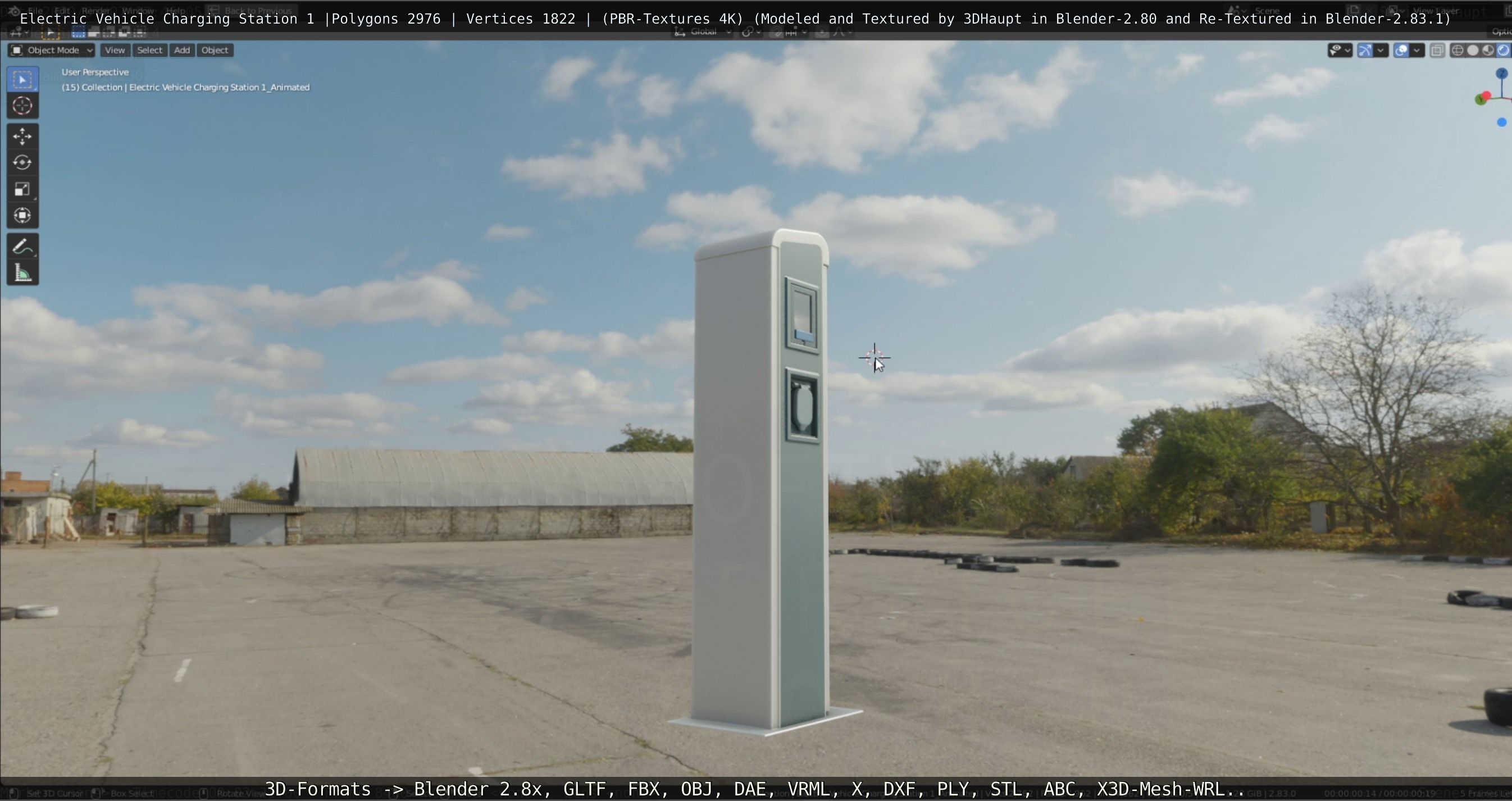 Electric Vehicle Charging Station 1  Low-poly 3D model_17
