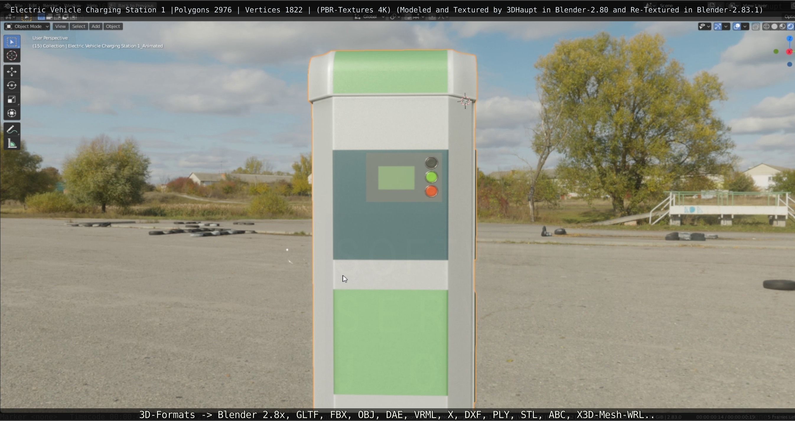 Electric Vehicle Charging Station 1  Low-poly 3D model_41