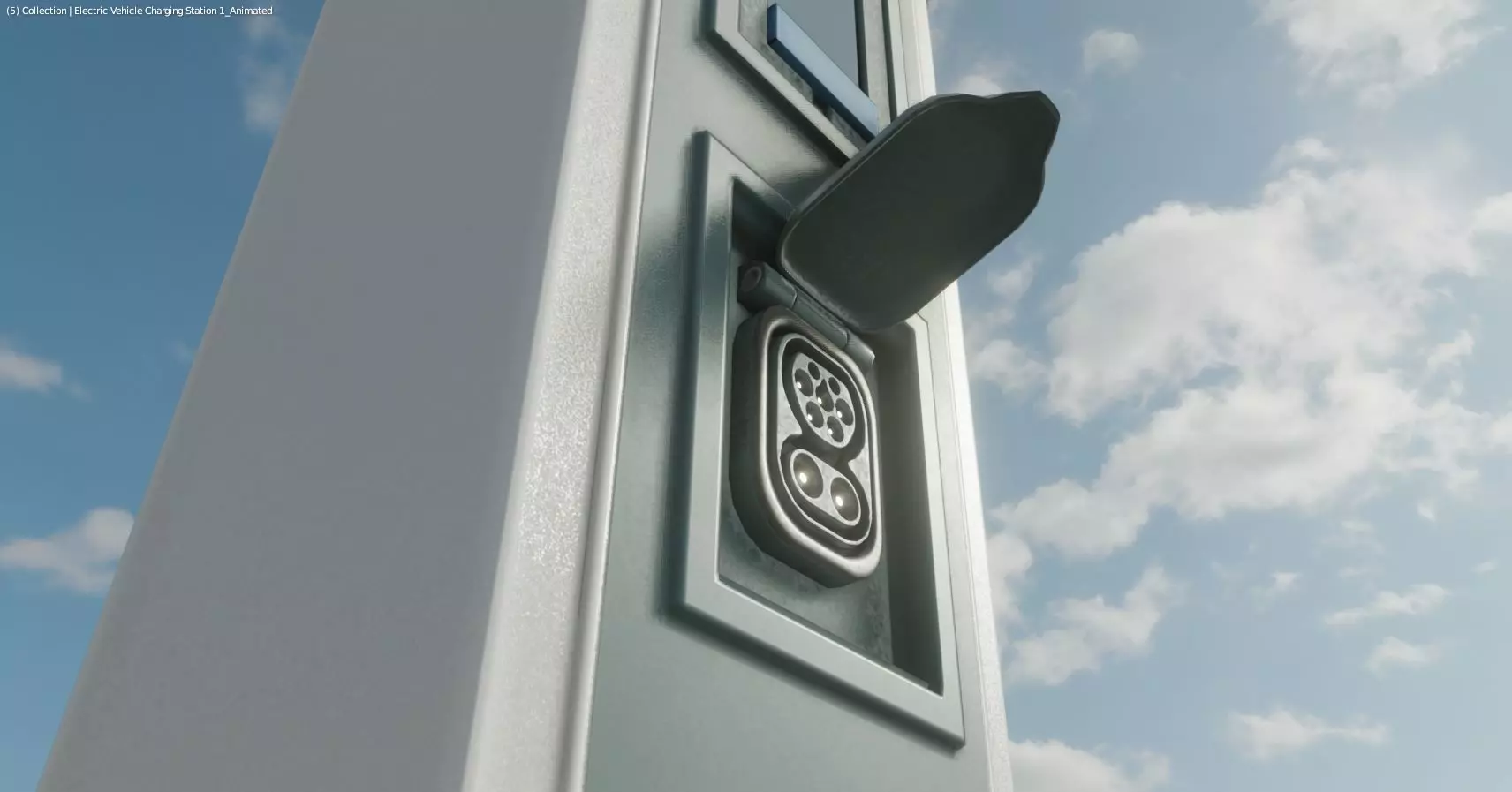 Electric Vehicle Charging Station 1  Low-poly 3D model_0