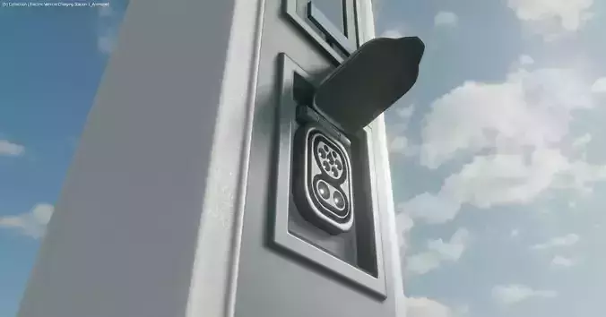 Electric Vehicle Charging Station 1  Low-poly 3D model
