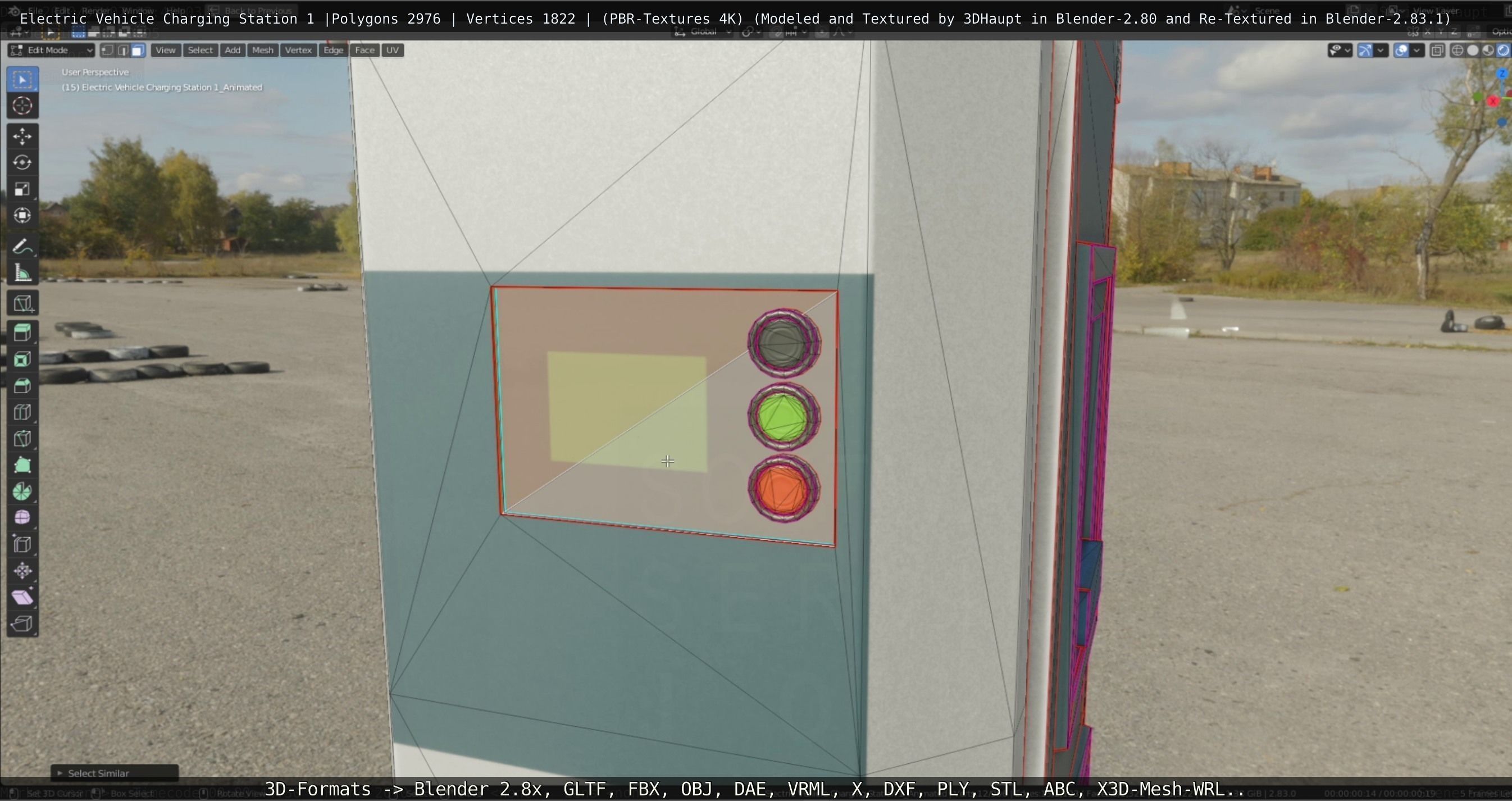 Electric Vehicle Charging Station 1  Low-poly 3D model_40