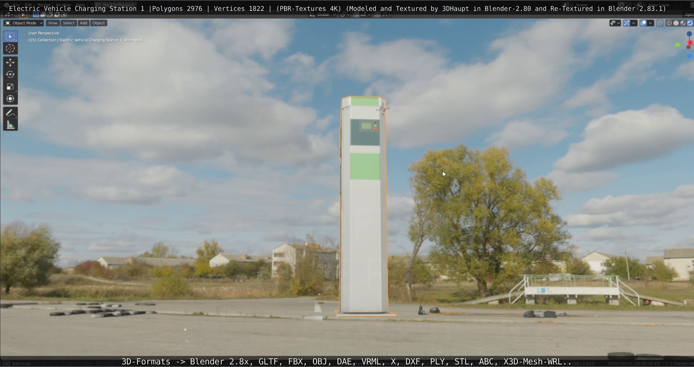 Electric Vehicle Charging Station 1  Low-poly 3D model_19