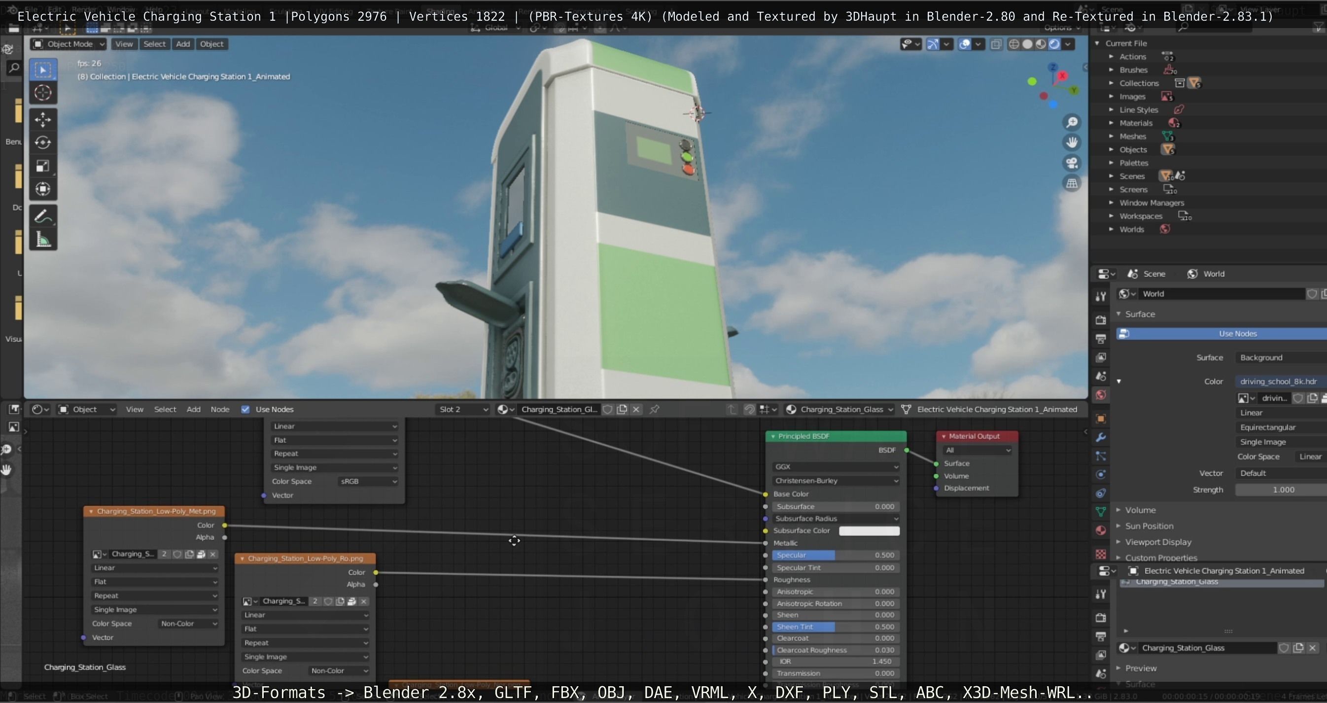 Electric Vehicle Charging Station 1  Low-poly 3D model_67