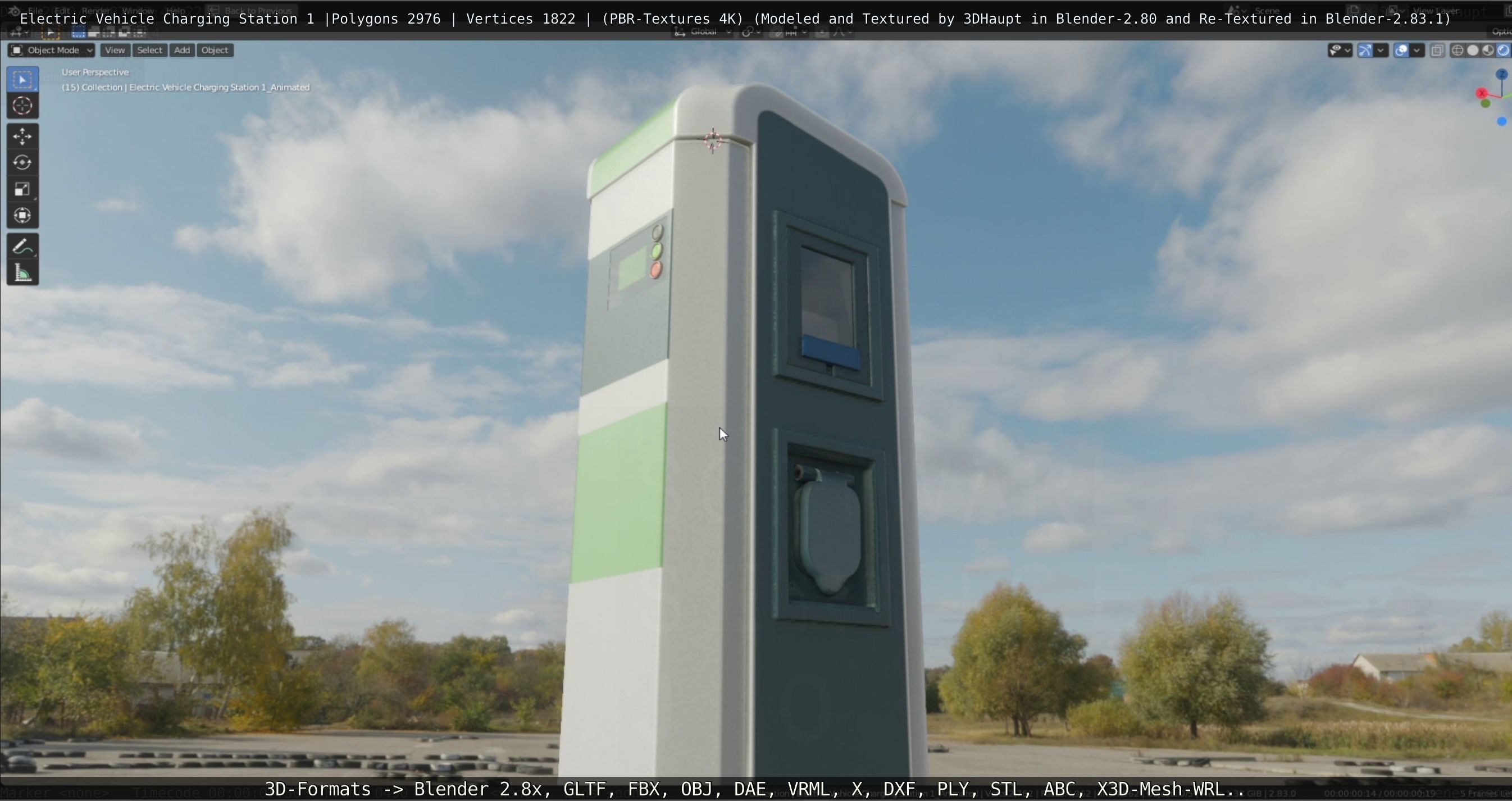 Electric Vehicle Charging Station 1  Low-poly 3D model_24