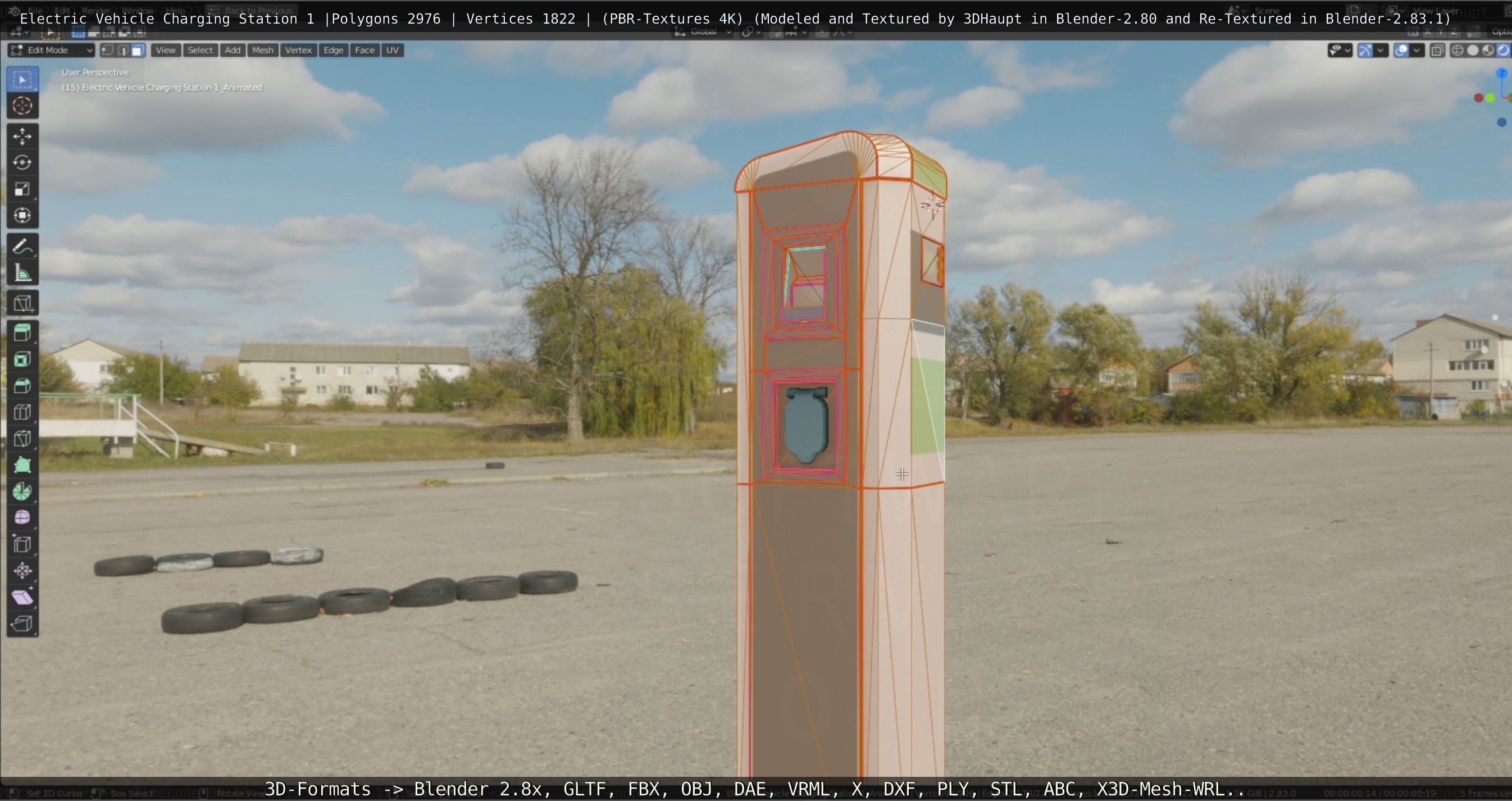 Electric Vehicle Charging Station 1  Low-poly 3D model_33