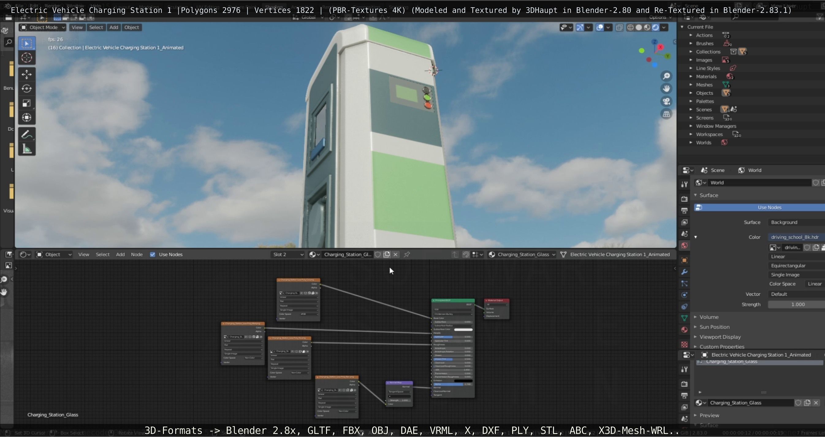 Electric Vehicle Charging Station 1  Low-poly 3D model_79