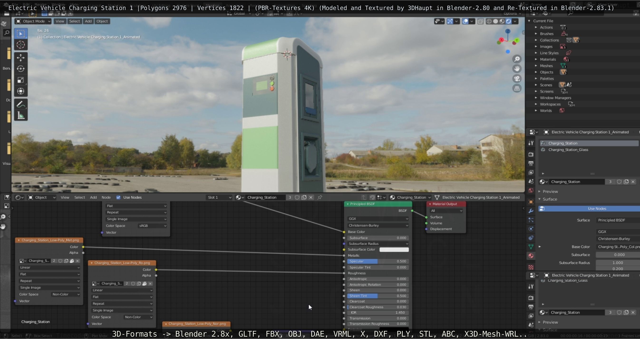Electric Vehicle Charging Station 1  Low-poly 3D model_74