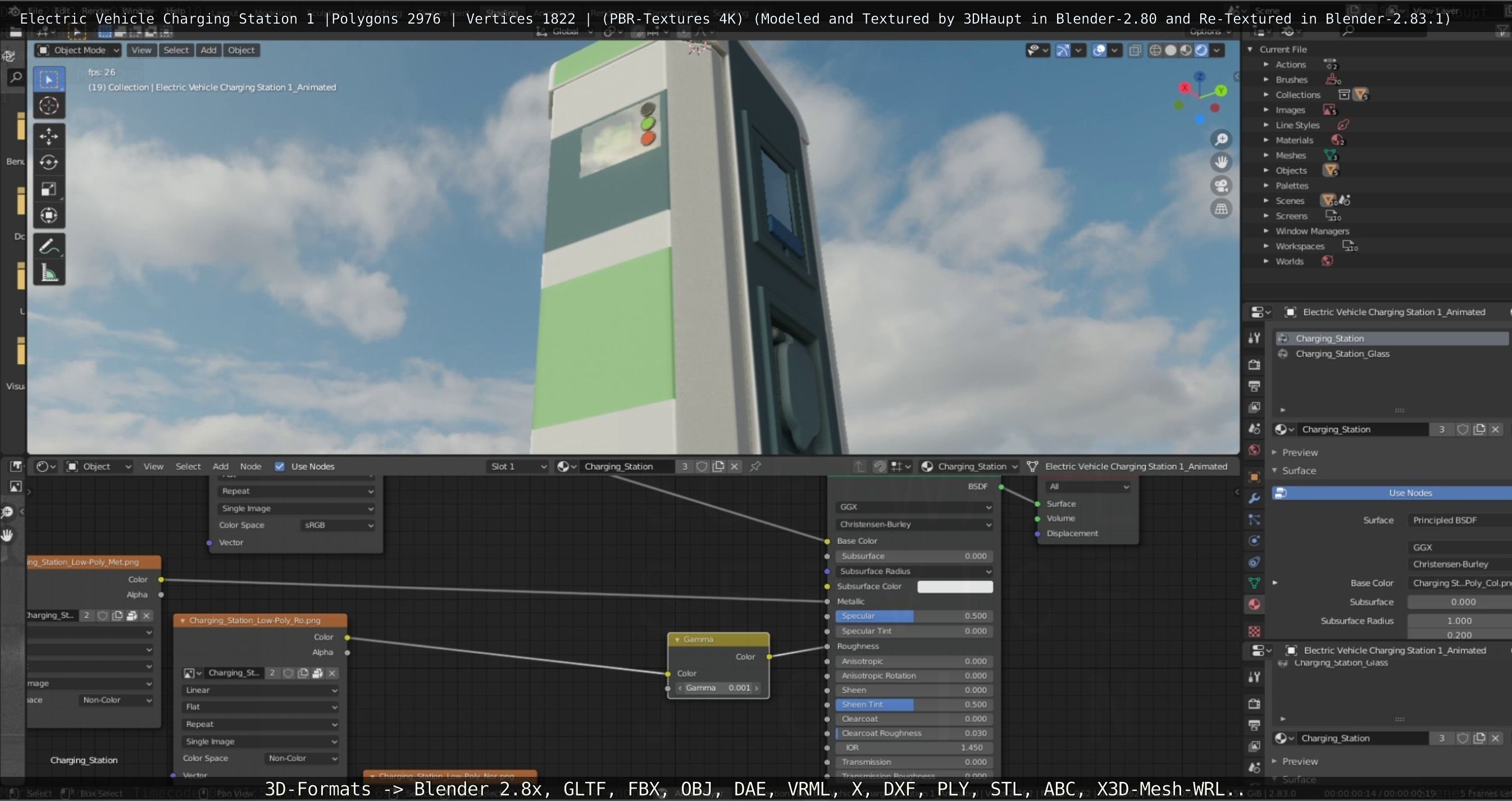 Electric Vehicle Charging Station 1  Low-poly 3D model_73