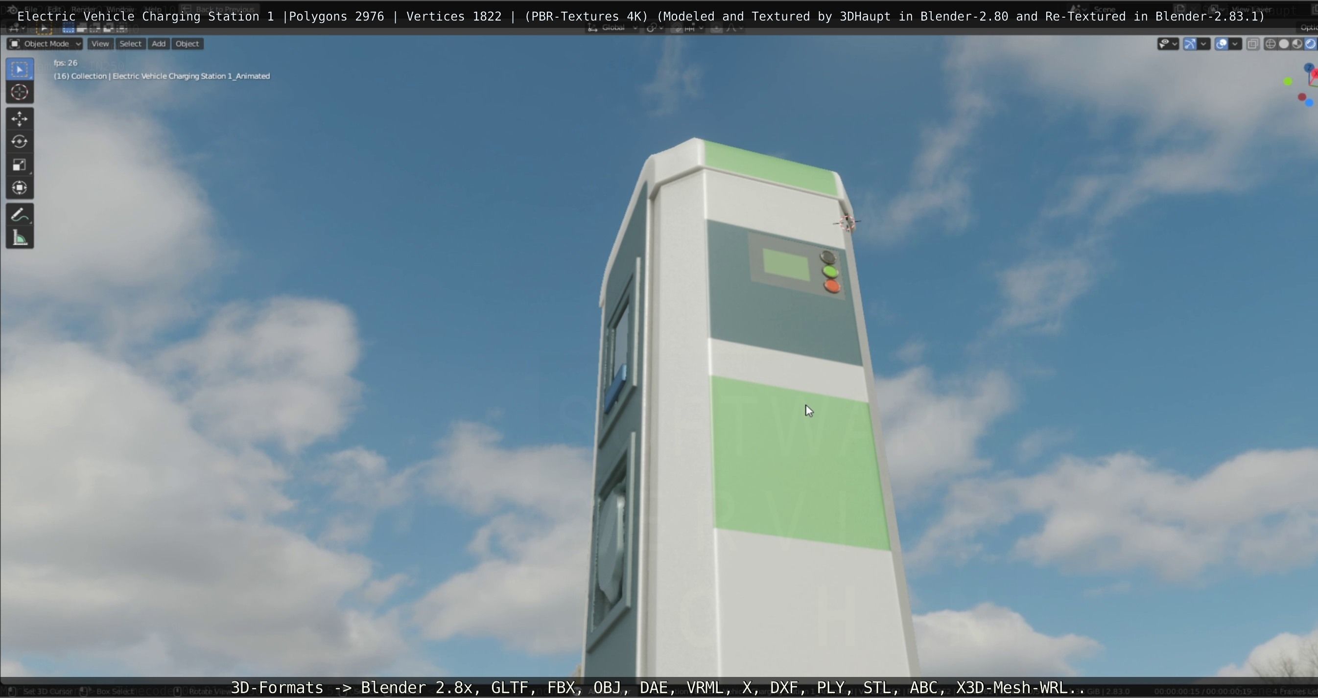 Electric Vehicle Charging Station 1  Low-poly 3D model_65