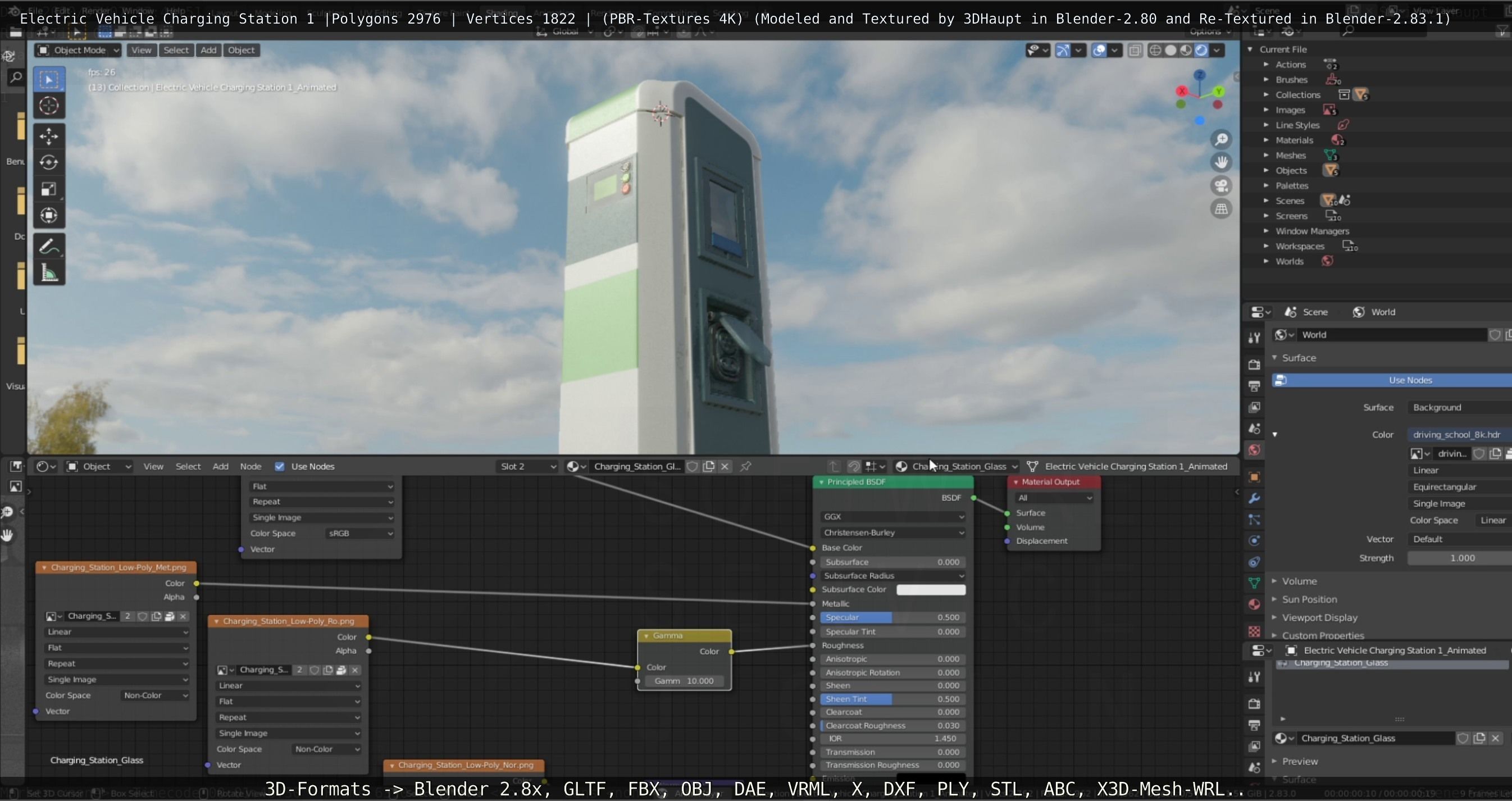 Electric Vehicle Charging Station 1  Low-poly 3D model_68