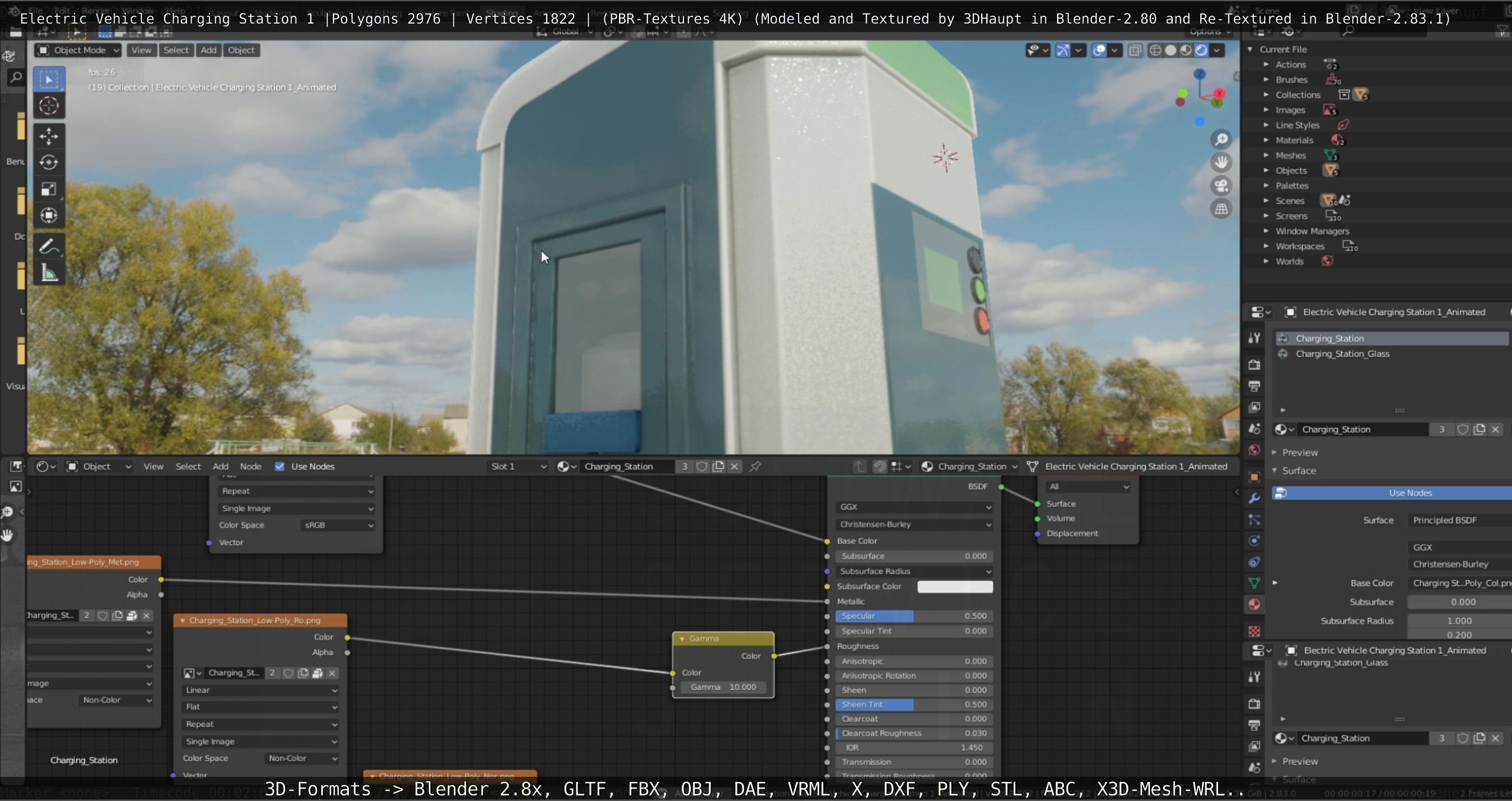 Electric Vehicle Charging Station 1  Low-poly 3D model_76