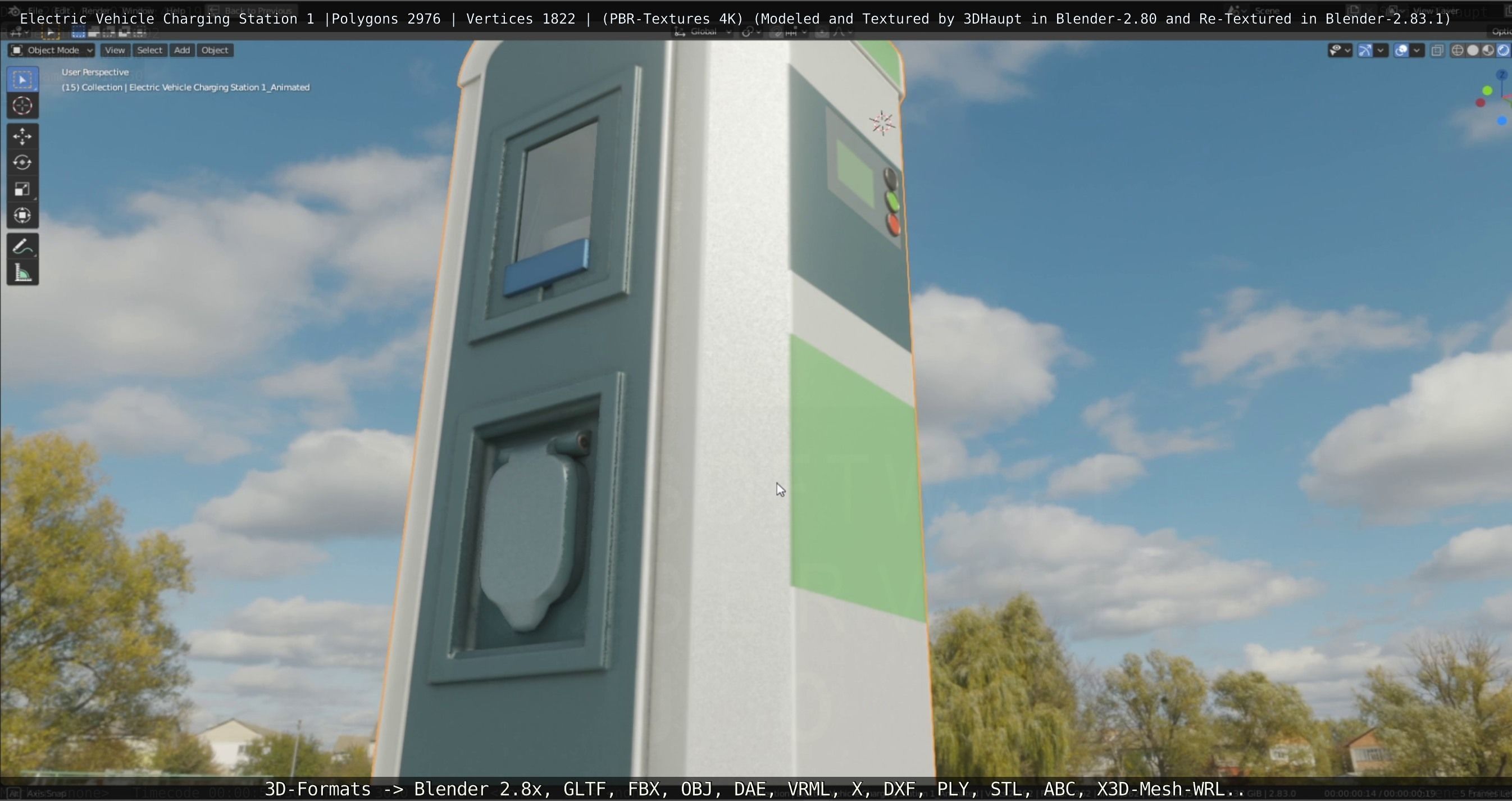 Electric Vehicle Charging Station 1  Low-poly 3D model_42