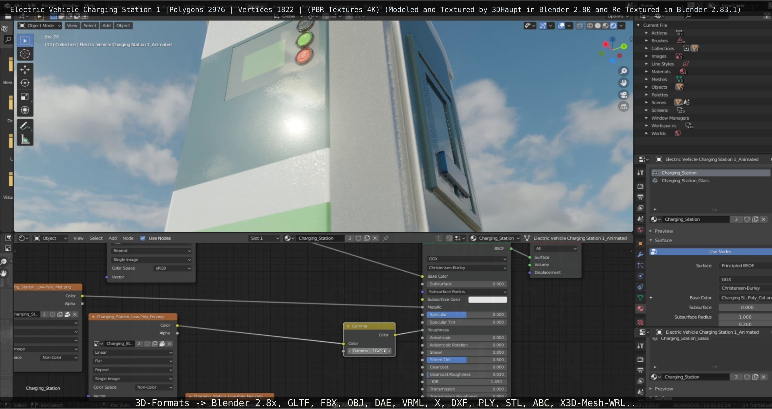 Electric Vehicle Charging Station 1  Low-poly 3D model_77