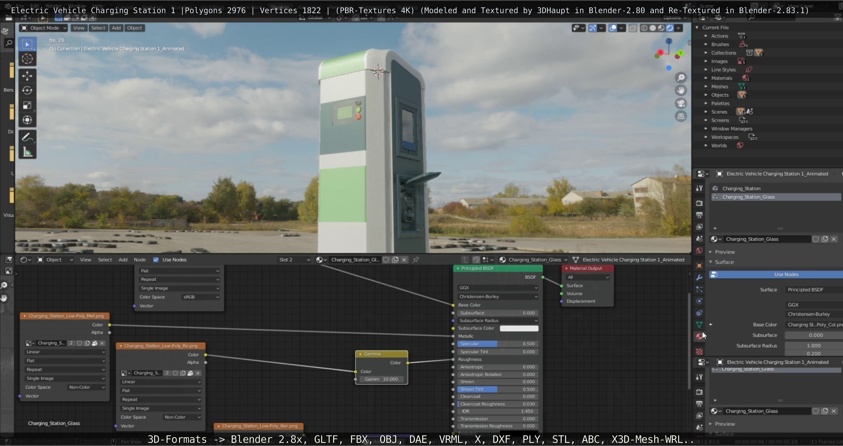 Electric Vehicle Charging Station 1  Low-poly 3D model_72