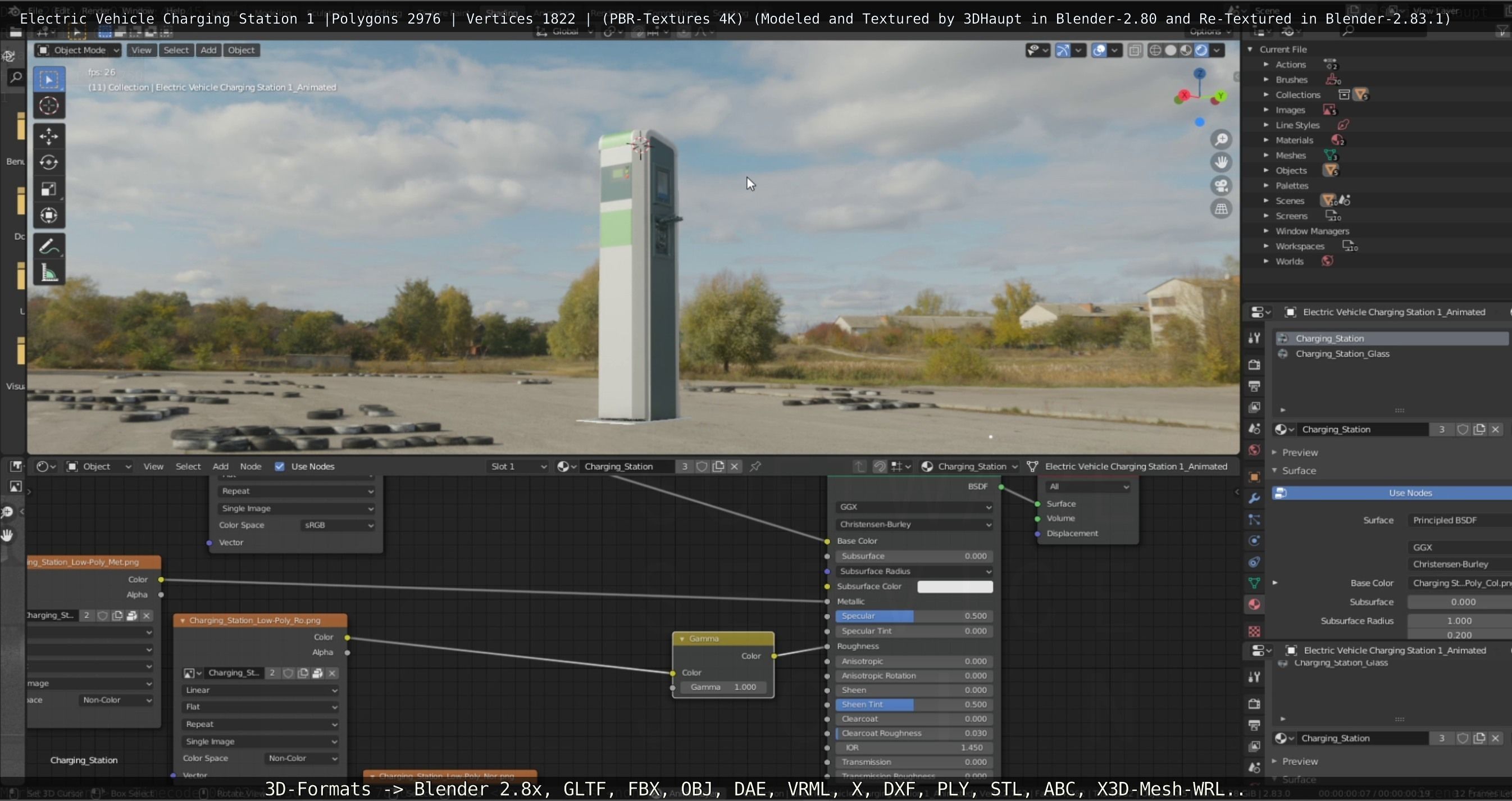 Electric Vehicle Charging Station 1  Low-poly 3D model_78