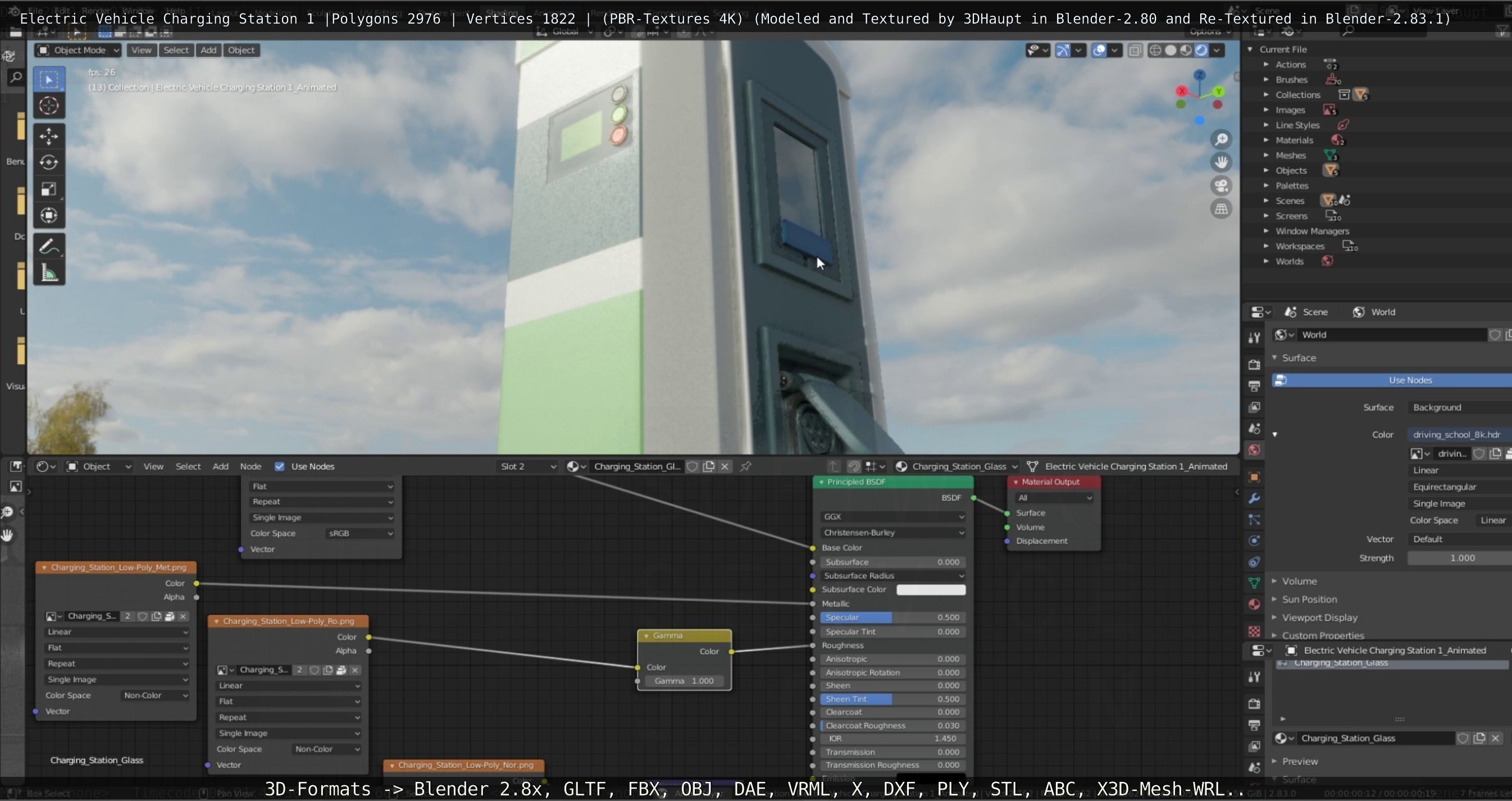 Electric Vehicle Charging Station 1  Low-poly 3D model_71