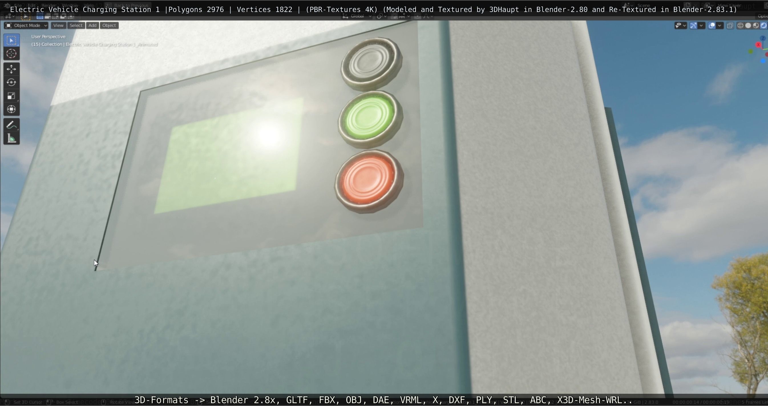 Electric Vehicle Charging Station 1  Low-poly 3D model_30