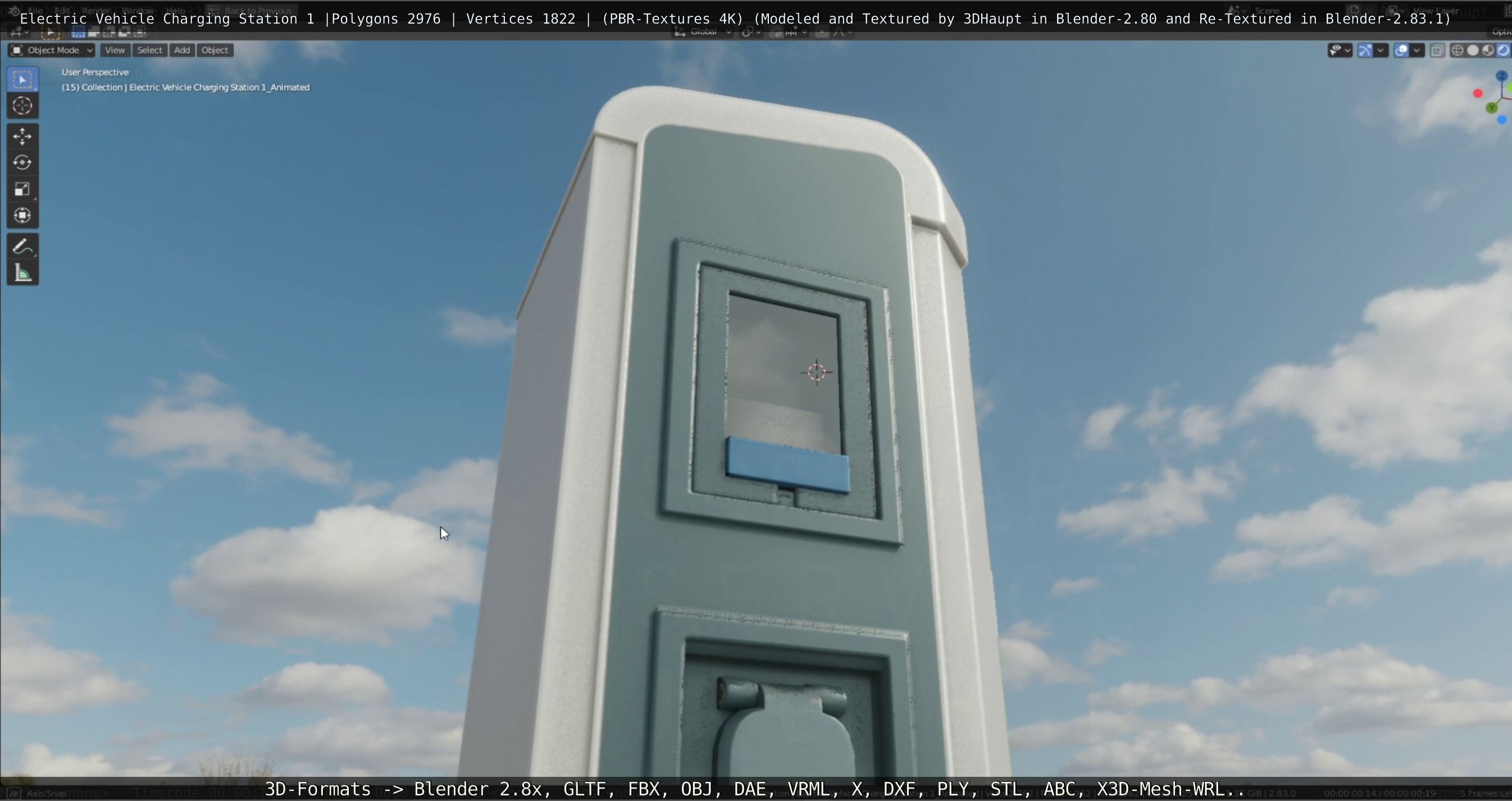 Electric Vehicle Charging Station 1  Low-poly 3D model_27
