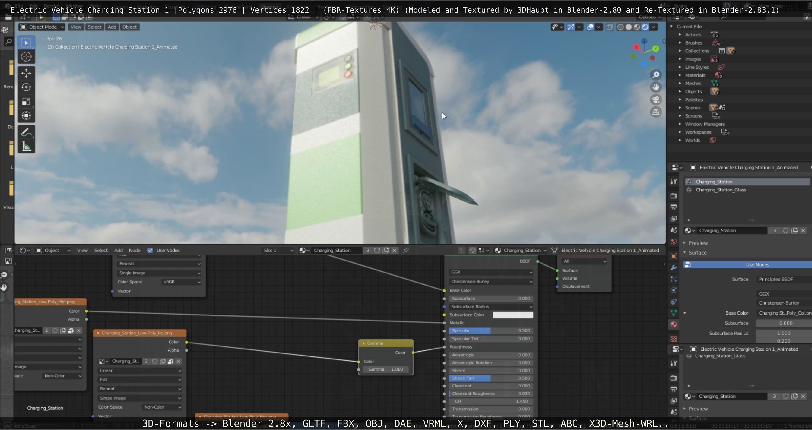 Electric Vehicle Charging Station 1  Low-poly 3D model_70