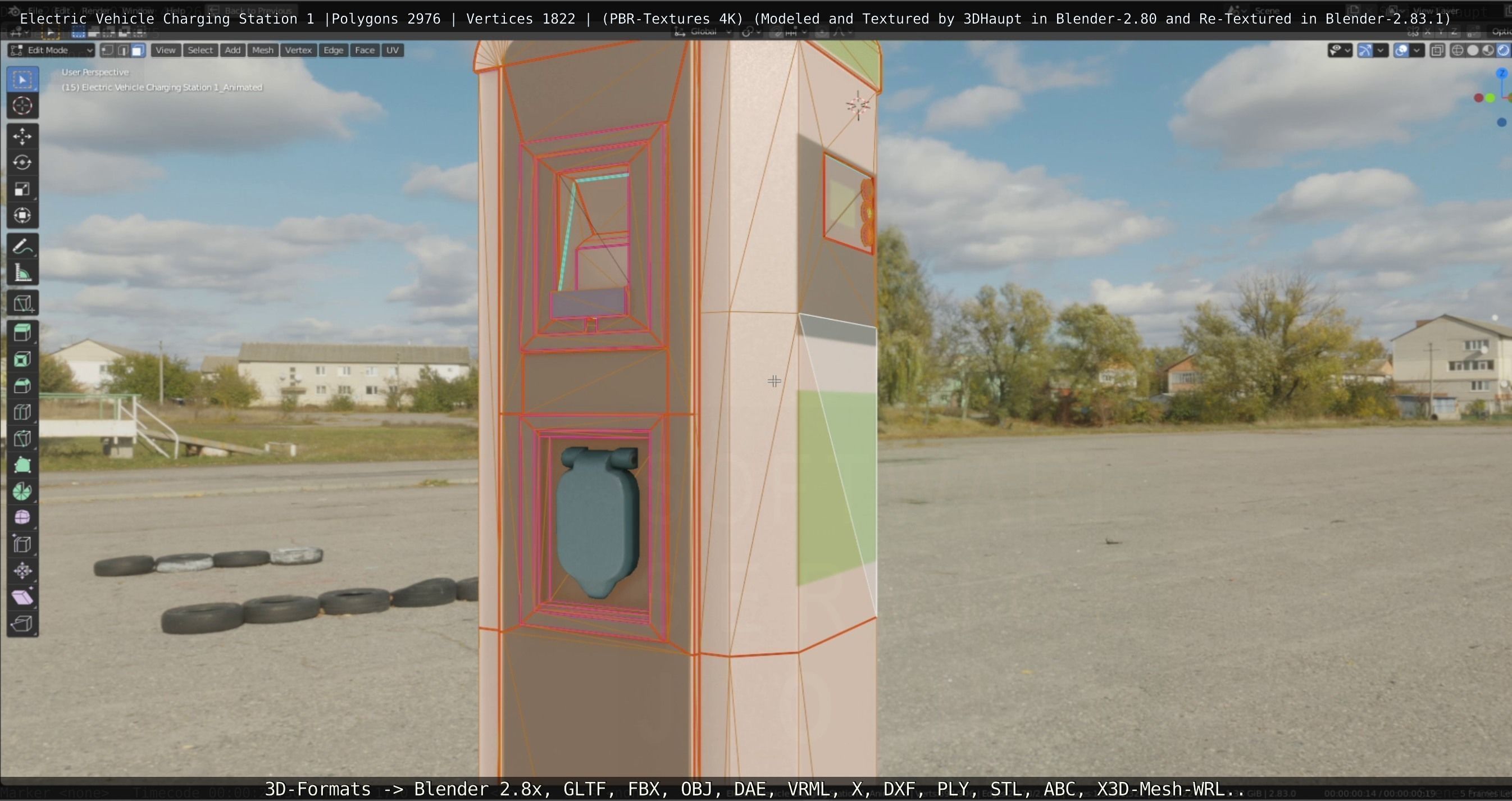 Electric Vehicle Charging Station 1  Low-poly 3D model_32