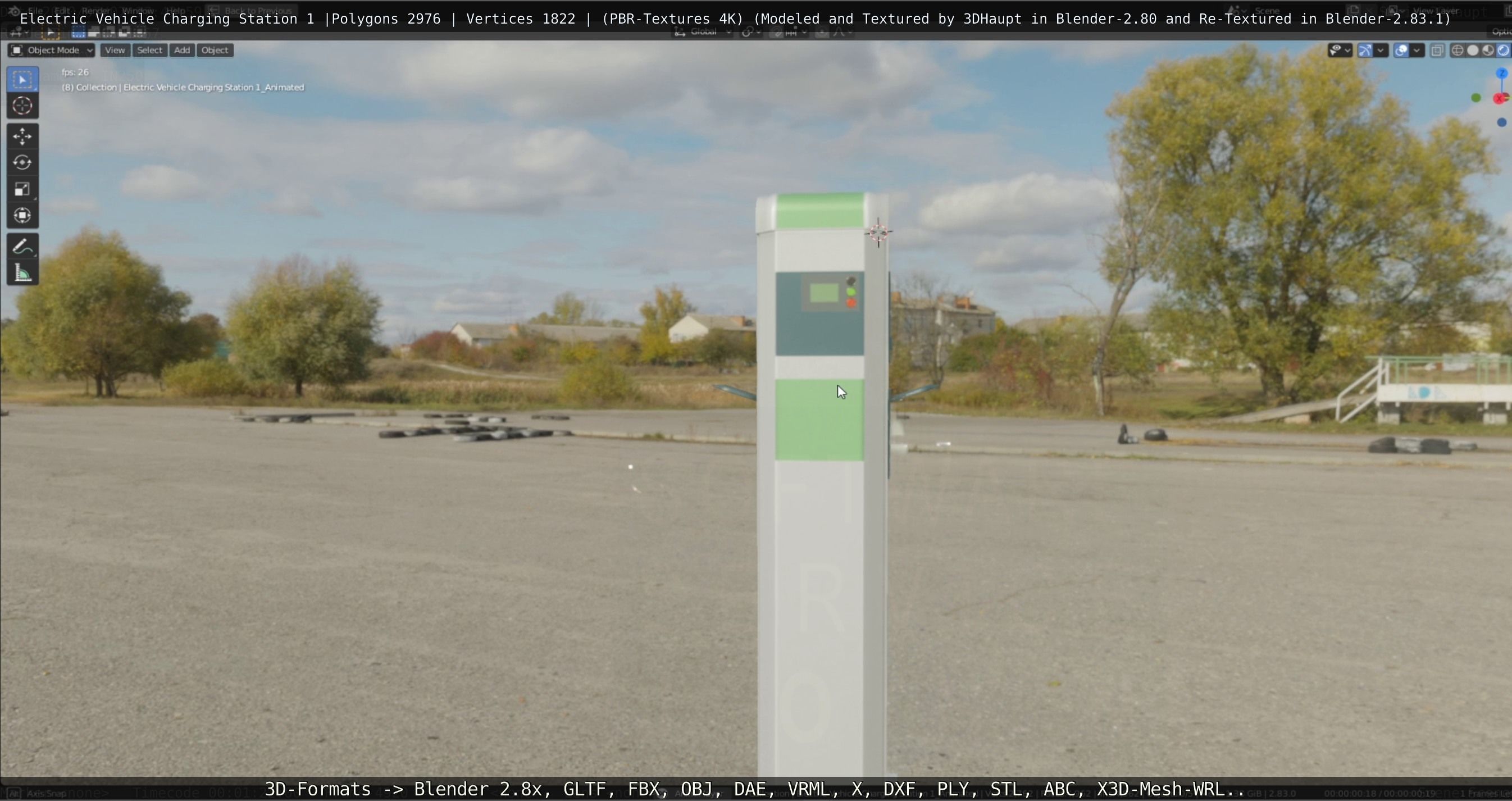 Electric Vehicle Charging Station 1  Low-poly 3D model_62