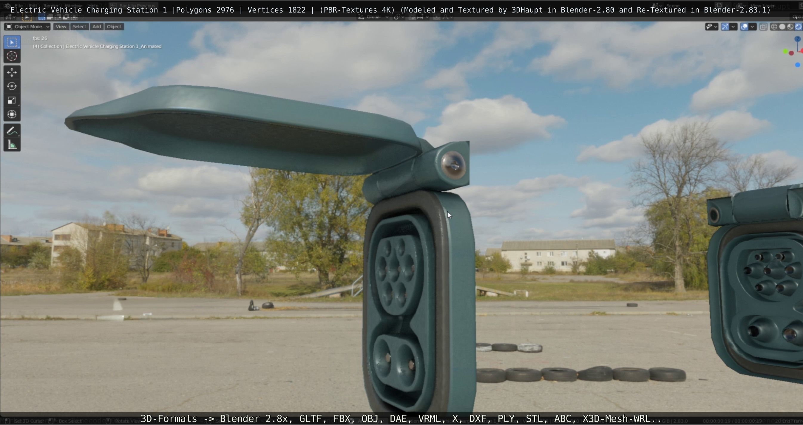 Electric Vehicle Charging Station 1  Low-poly 3D model_56