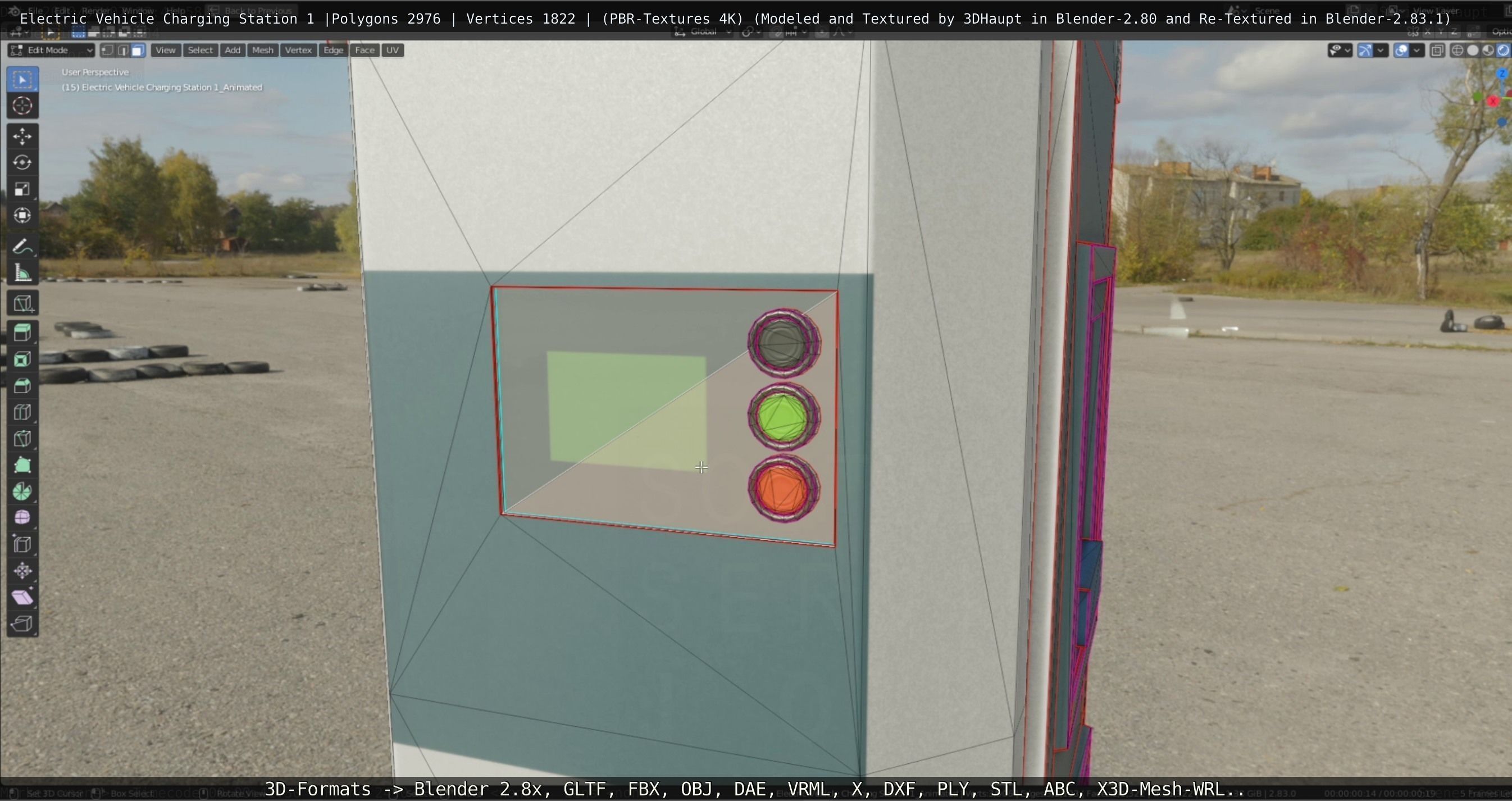 Electric Vehicle Charging Station 1  Low-poly 3D model_37