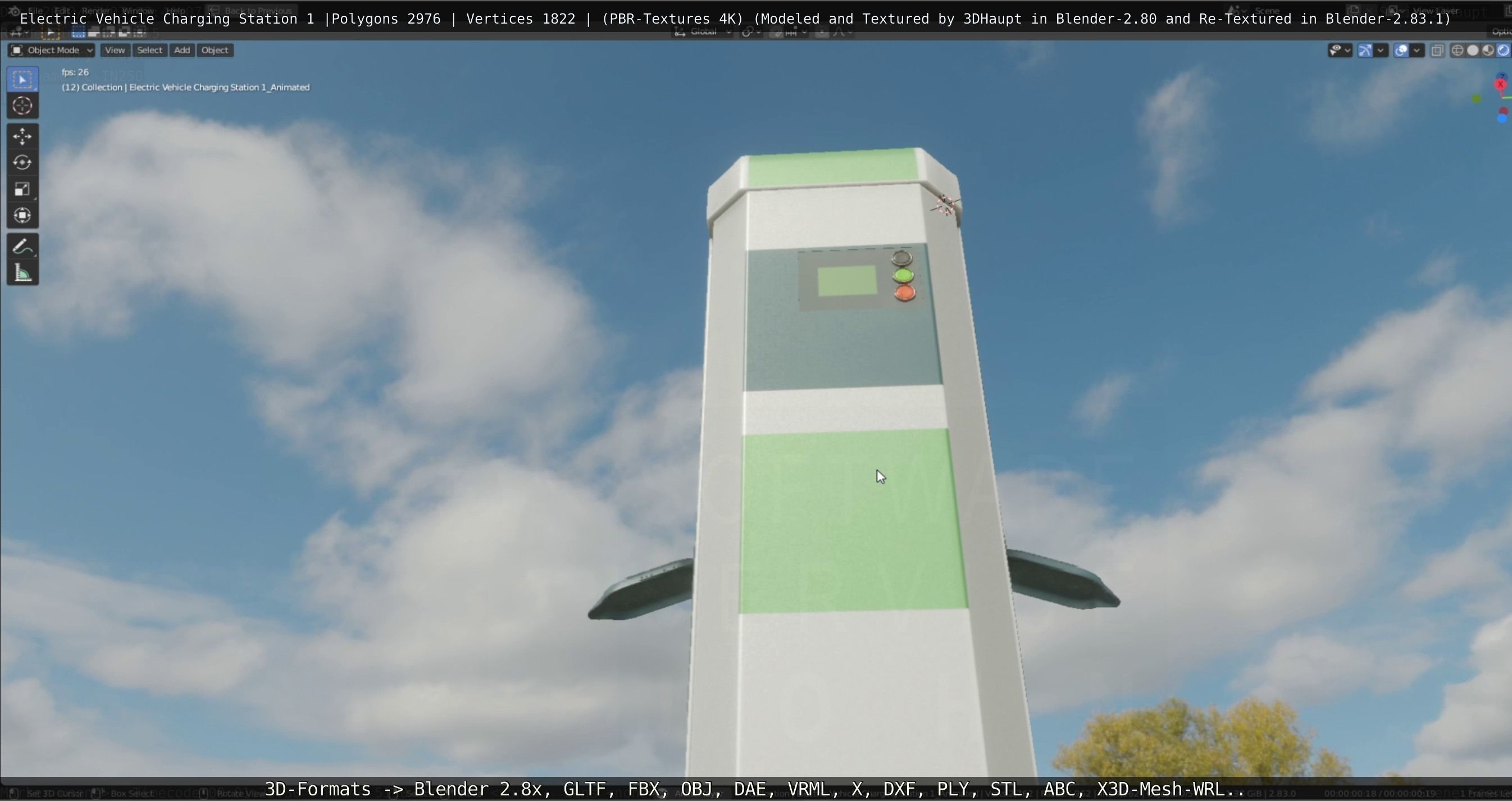 Electric Vehicle Charging Station 1  Low-poly 3D model_64