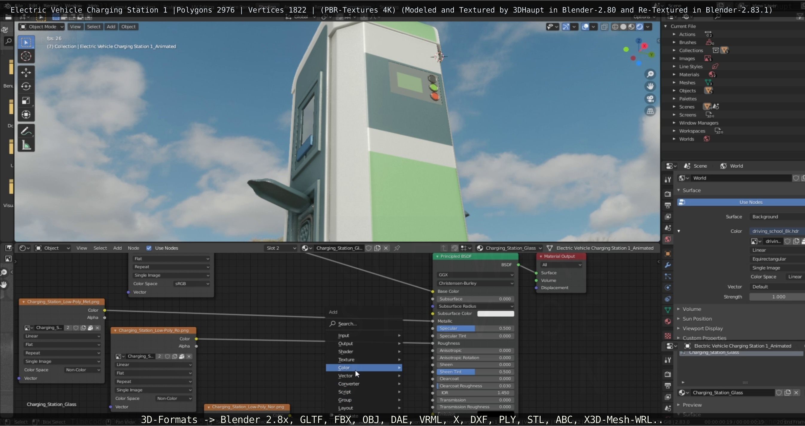 Electric Vehicle Charging Station 1  Low-poly 3D model_66