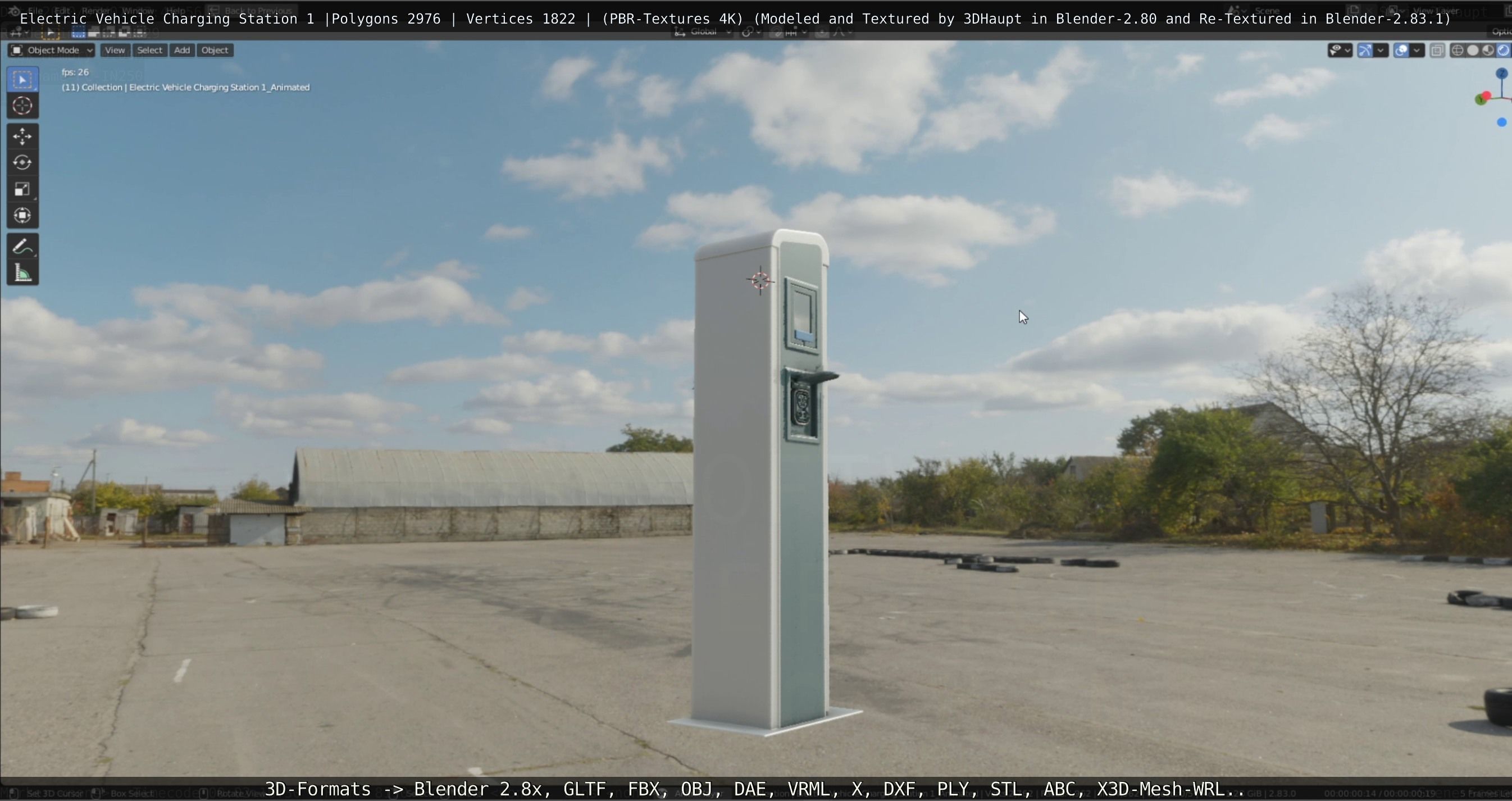 Electric Vehicle Charging Station 1  Low-poly 3D model_16