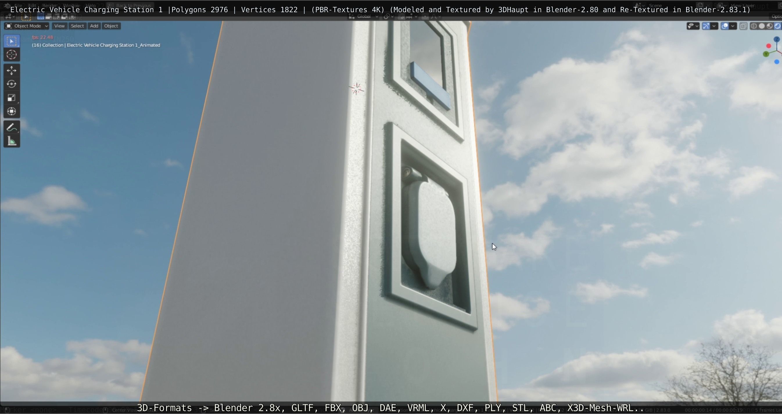 Electric Vehicle Charging Station 1  Low-poly 3D model_43