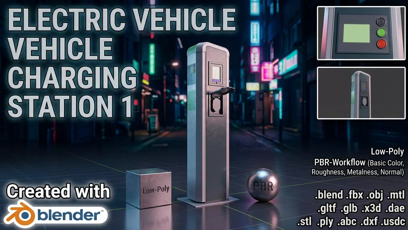 Electric Vehicle Charging Station 1 Low-poly 3D model
